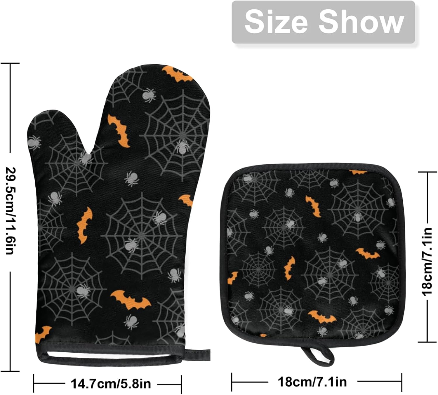 Aglebo Halloween Oven Mitts and Pot Holders Set of 2