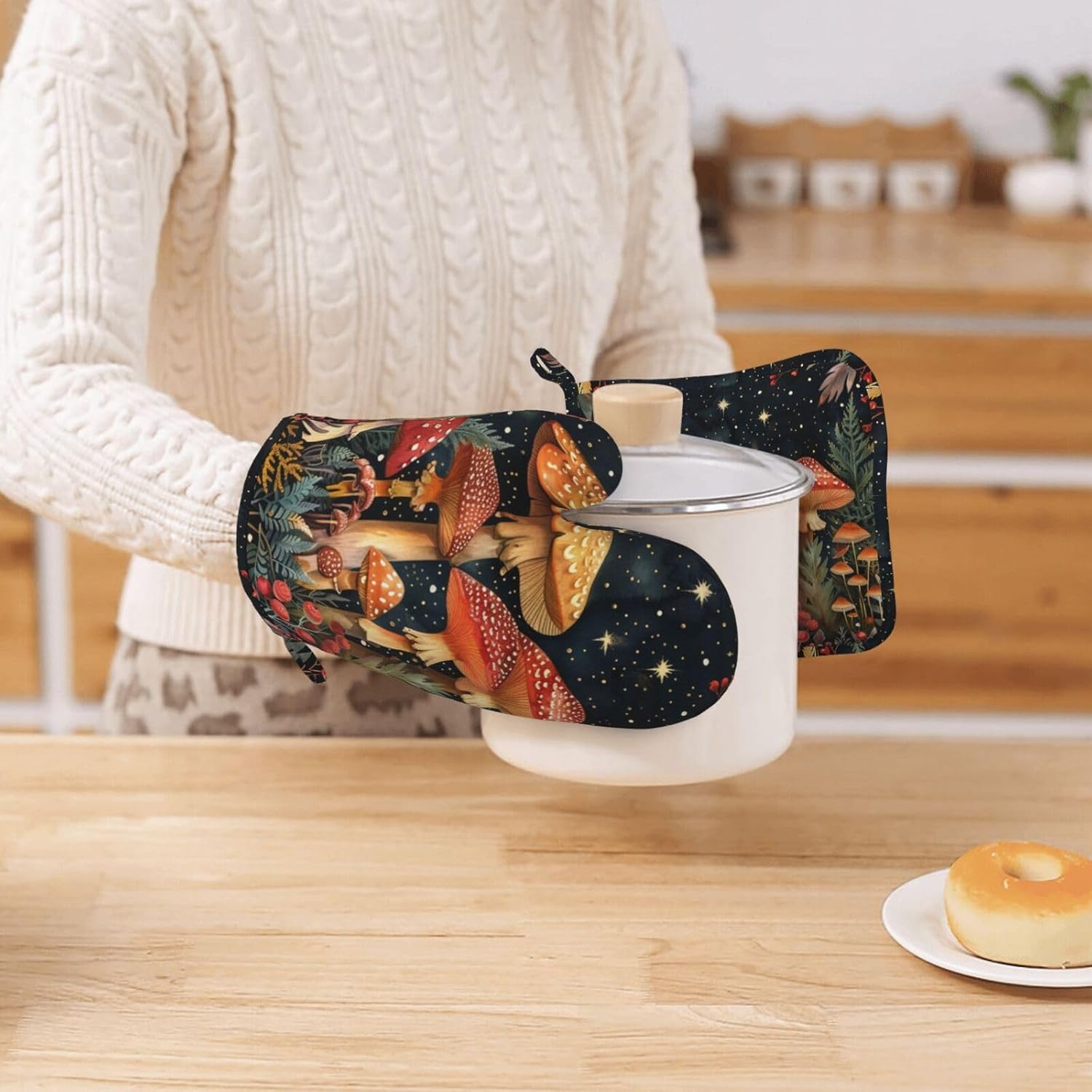Mushroom Forest Oven Mitts Set of 4
