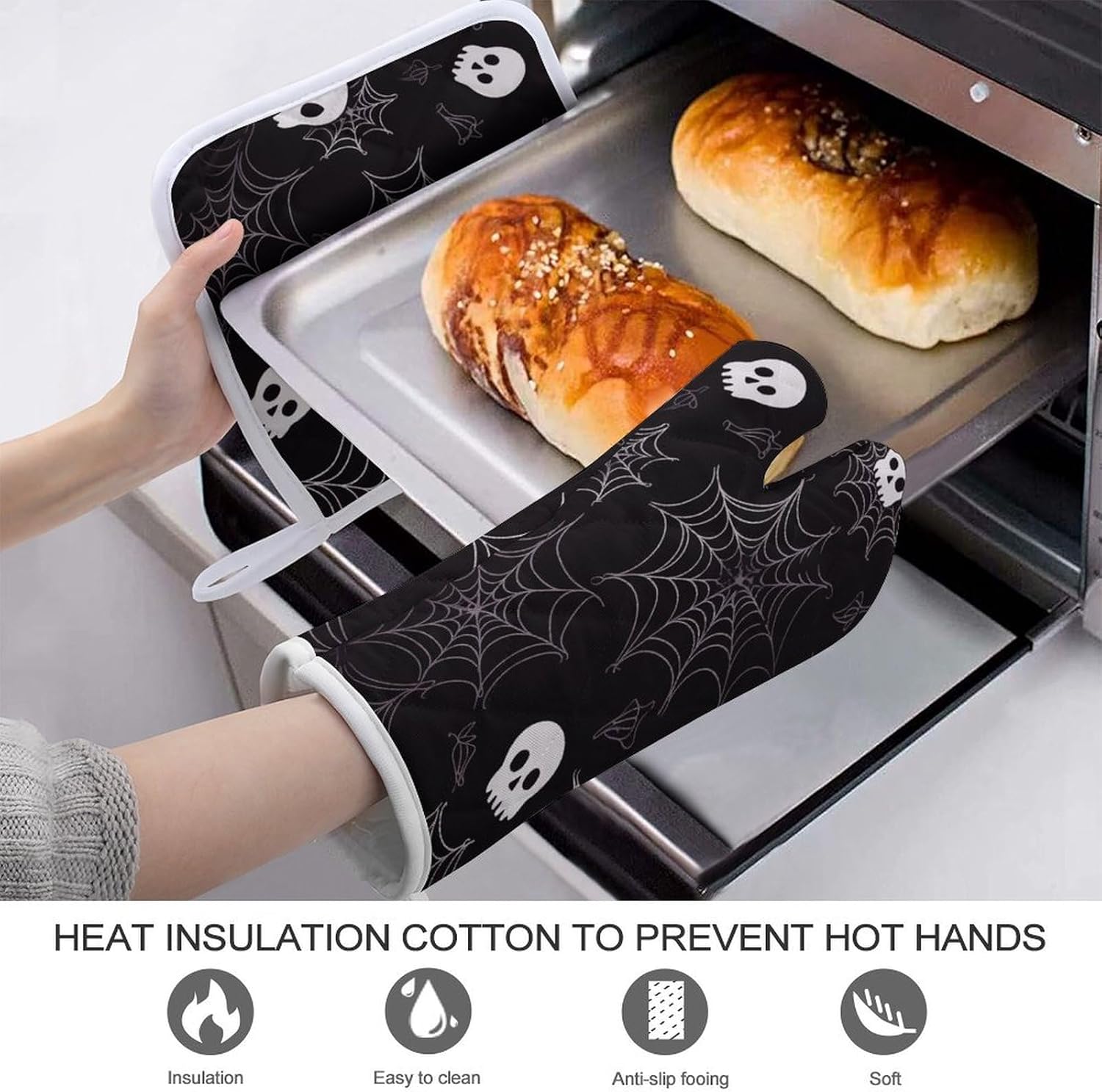 Scarily Effective Halloween Oven Mitts and Pot Holders Set for Cooking discretions