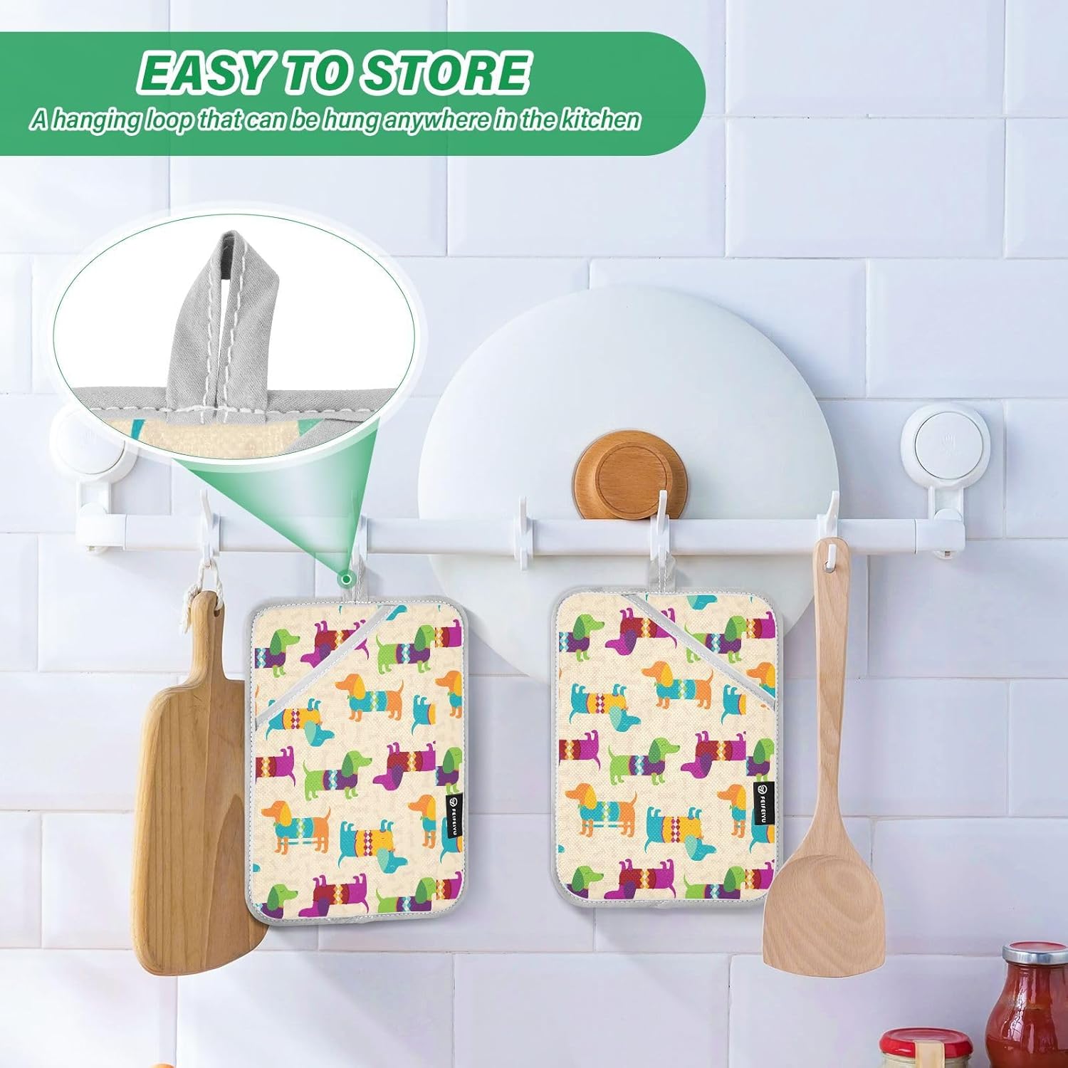 Dalgium Potholder Set - Heat-Resistant Oven mitt - Dachshund Design