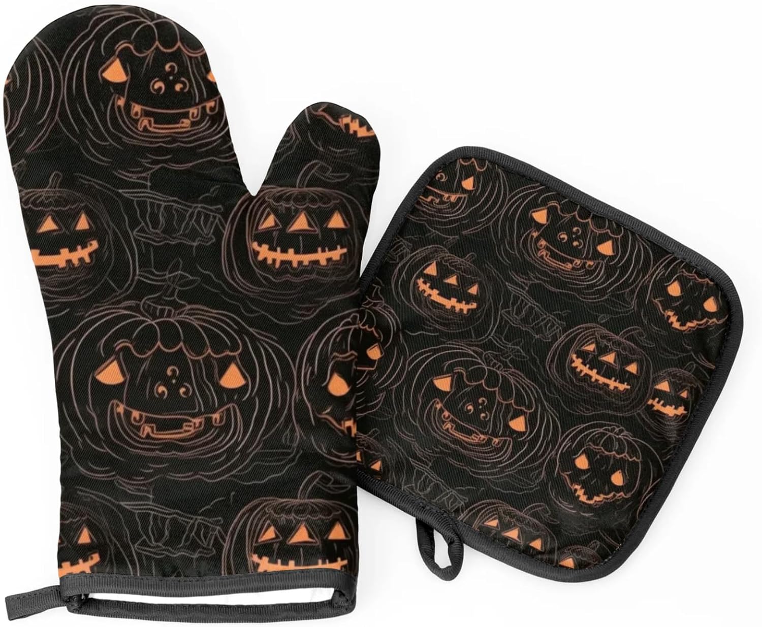 Scary Halloween Pumpkin Oven Mitt Set