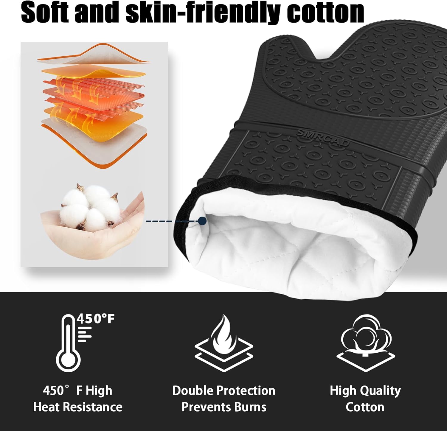 SMRCAD Silicone Oven Mitts with 5 Spatulas Set