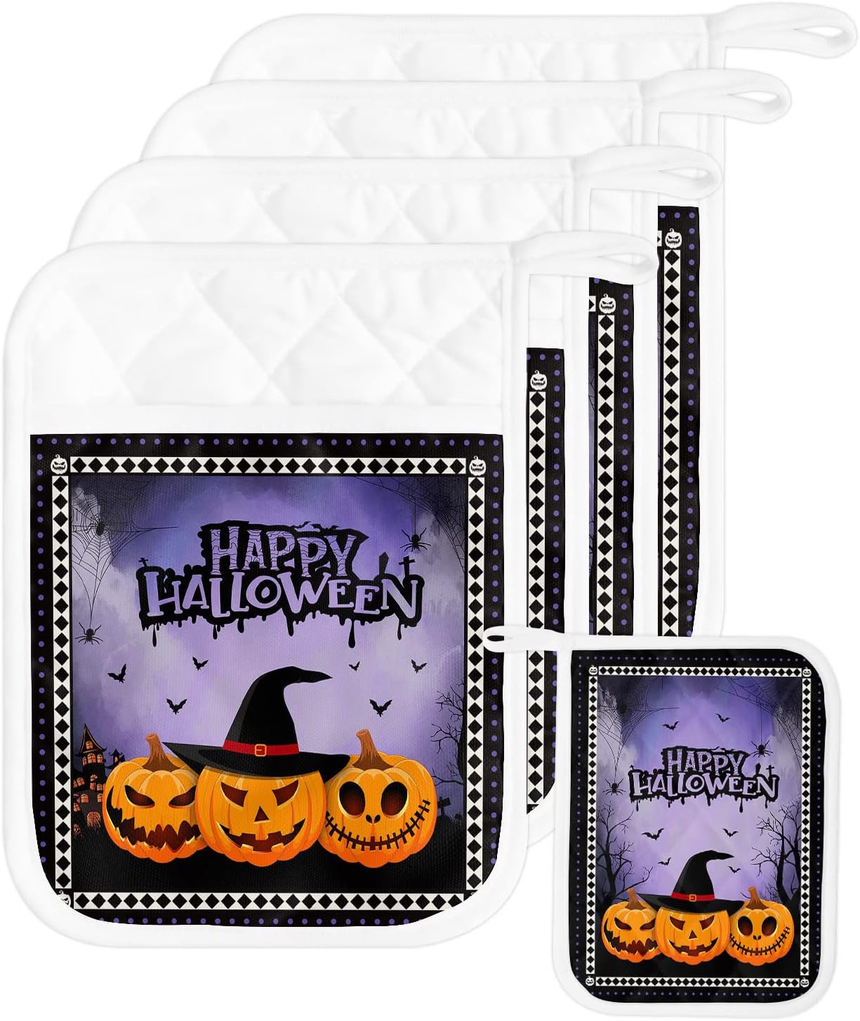 JasmineM Halloween Pumpkins Spooky Potholders Set of 5 1