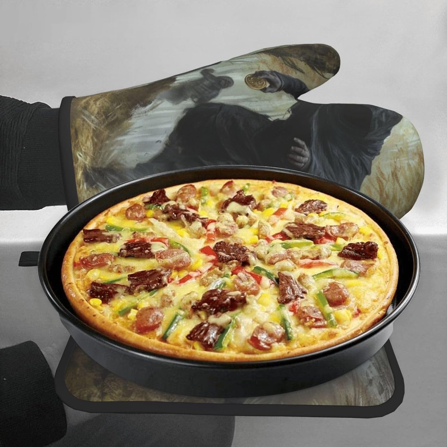 Halloween Heat-Resistant Oven Mitts Set
