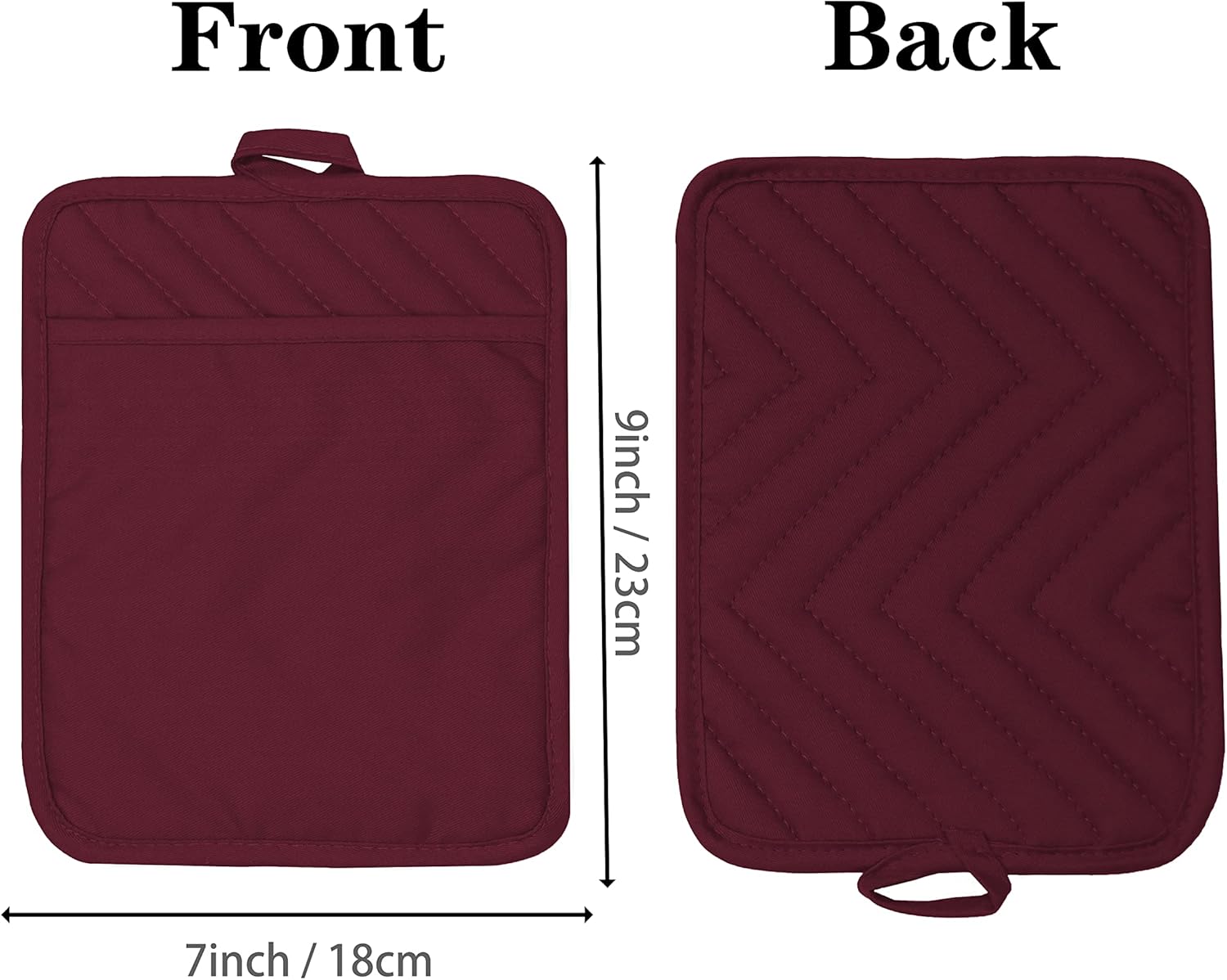 7x9 Red Oven Pot Holder with Pocket Heat-Resistant Cotton Potholder