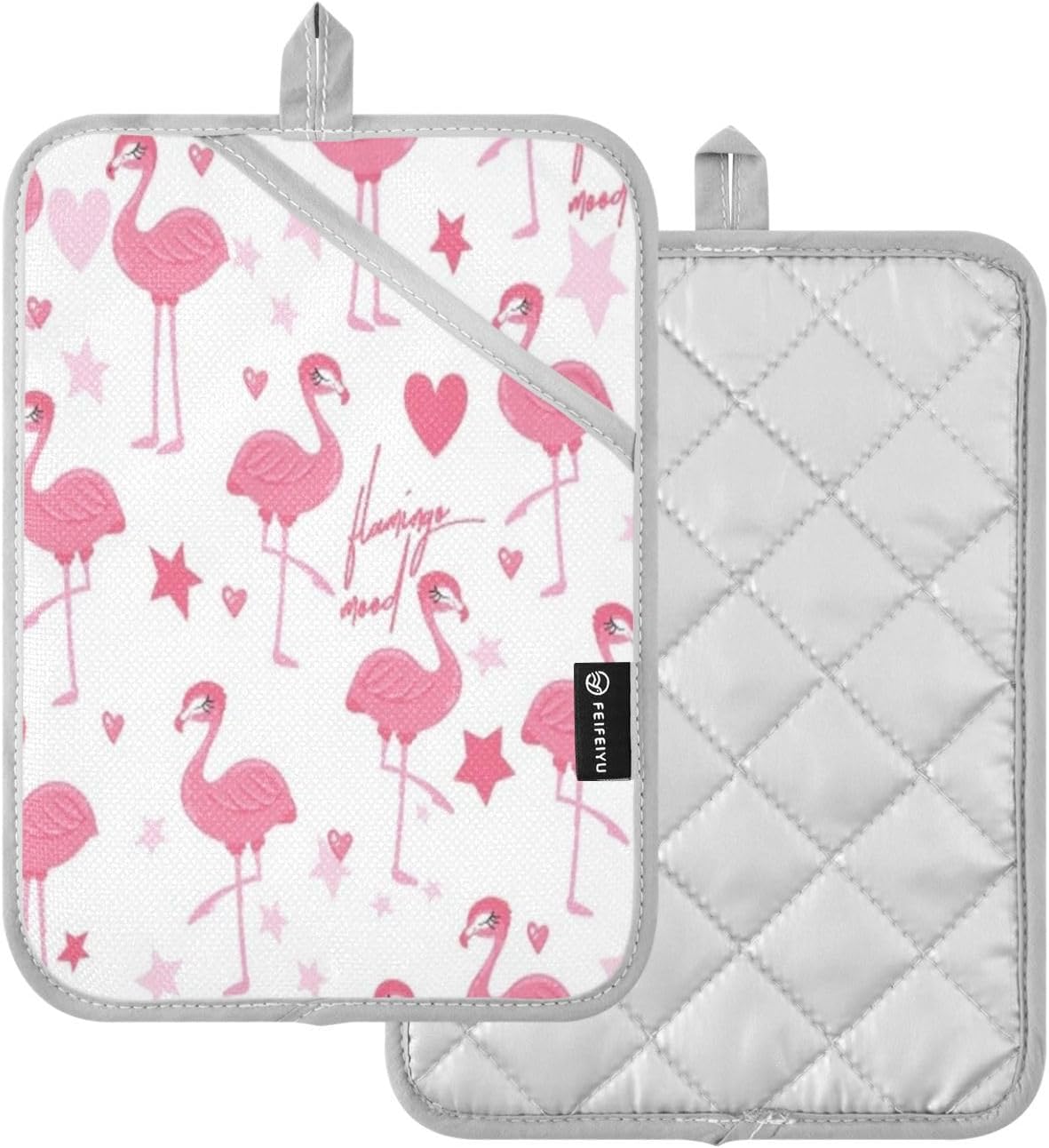 Kcldeci Cute Pink Flamingo Potholder Set