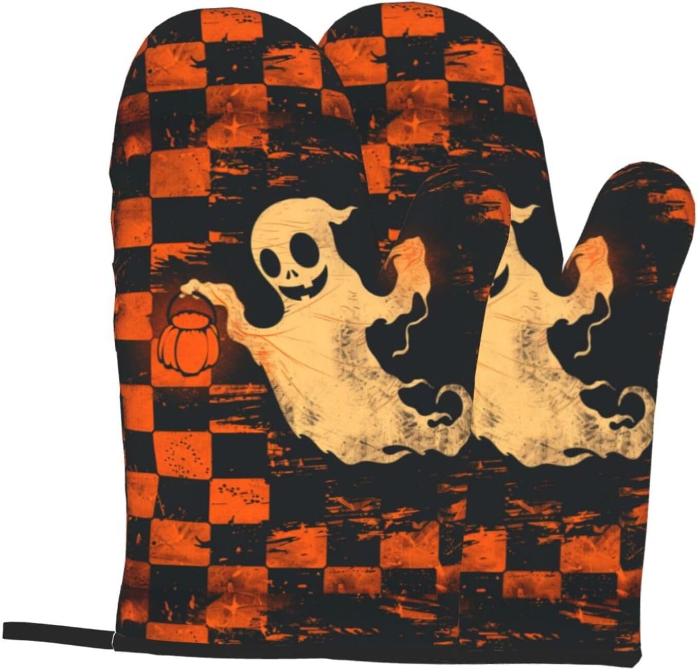 Halloween Skull Oven Mitts Heat Resistant Non-Slip Waterproof 1
