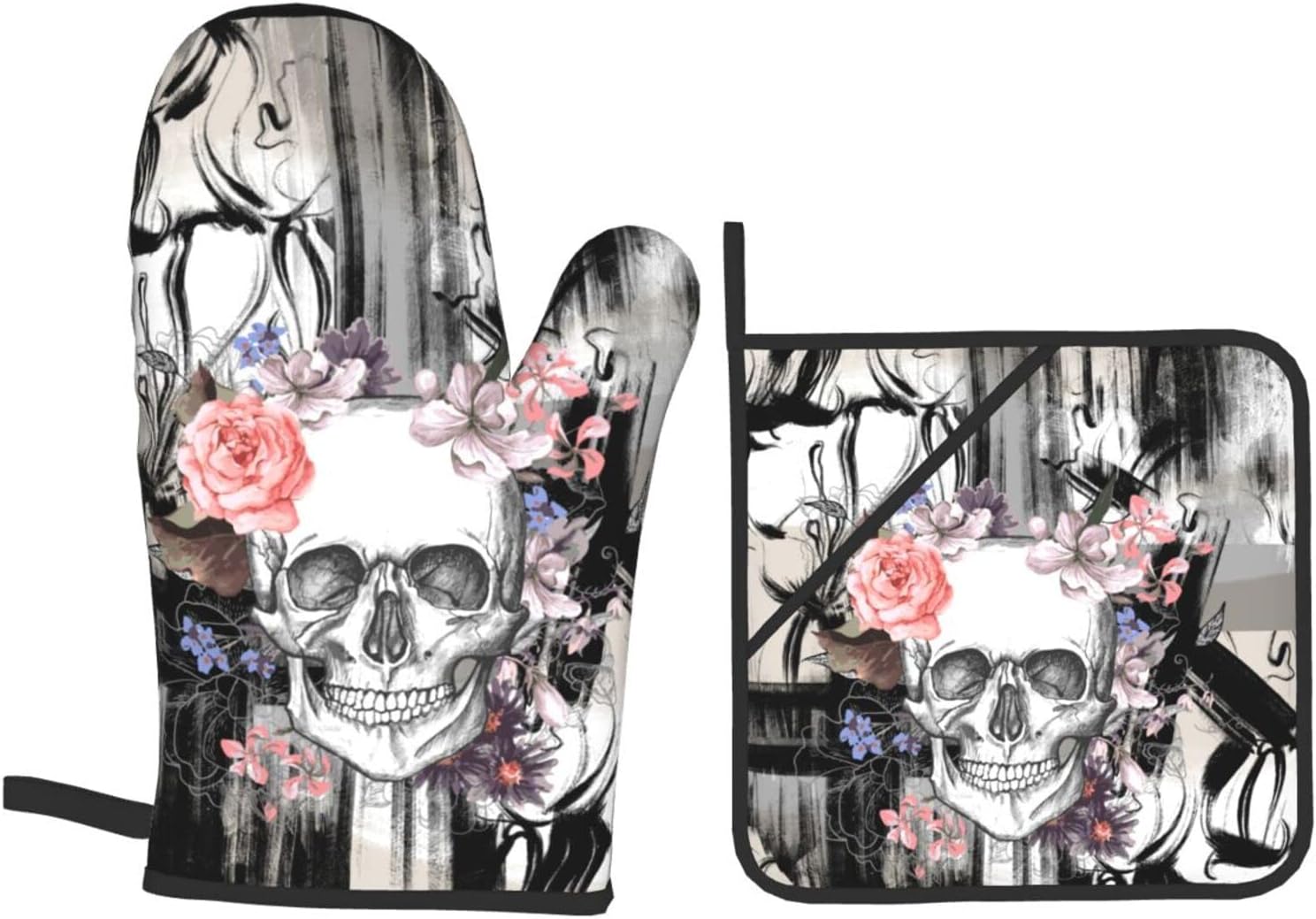 Muxxirt Gothic Skull Oven Mitts