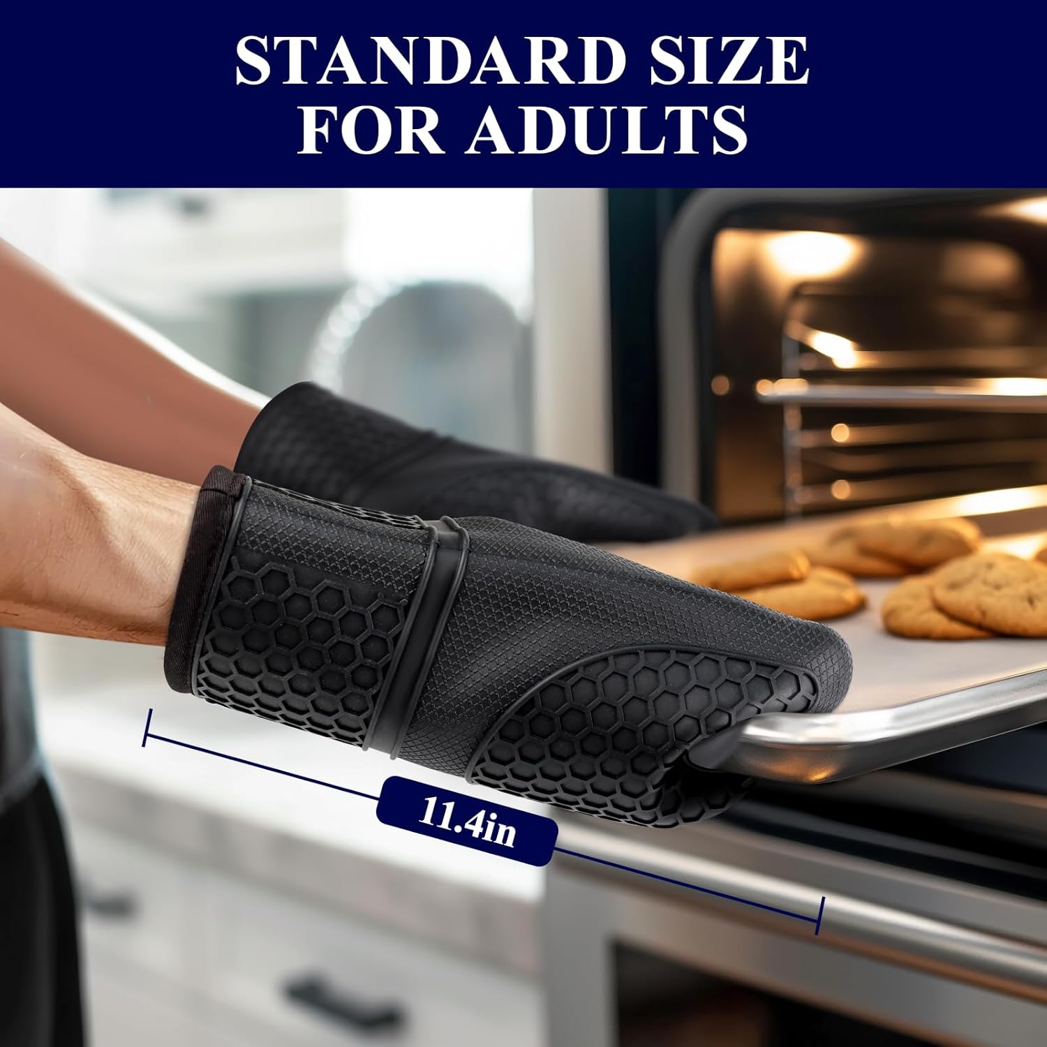 Two-Piece Heat-Resistant Silicone Oven Mitts for Baking Cooking