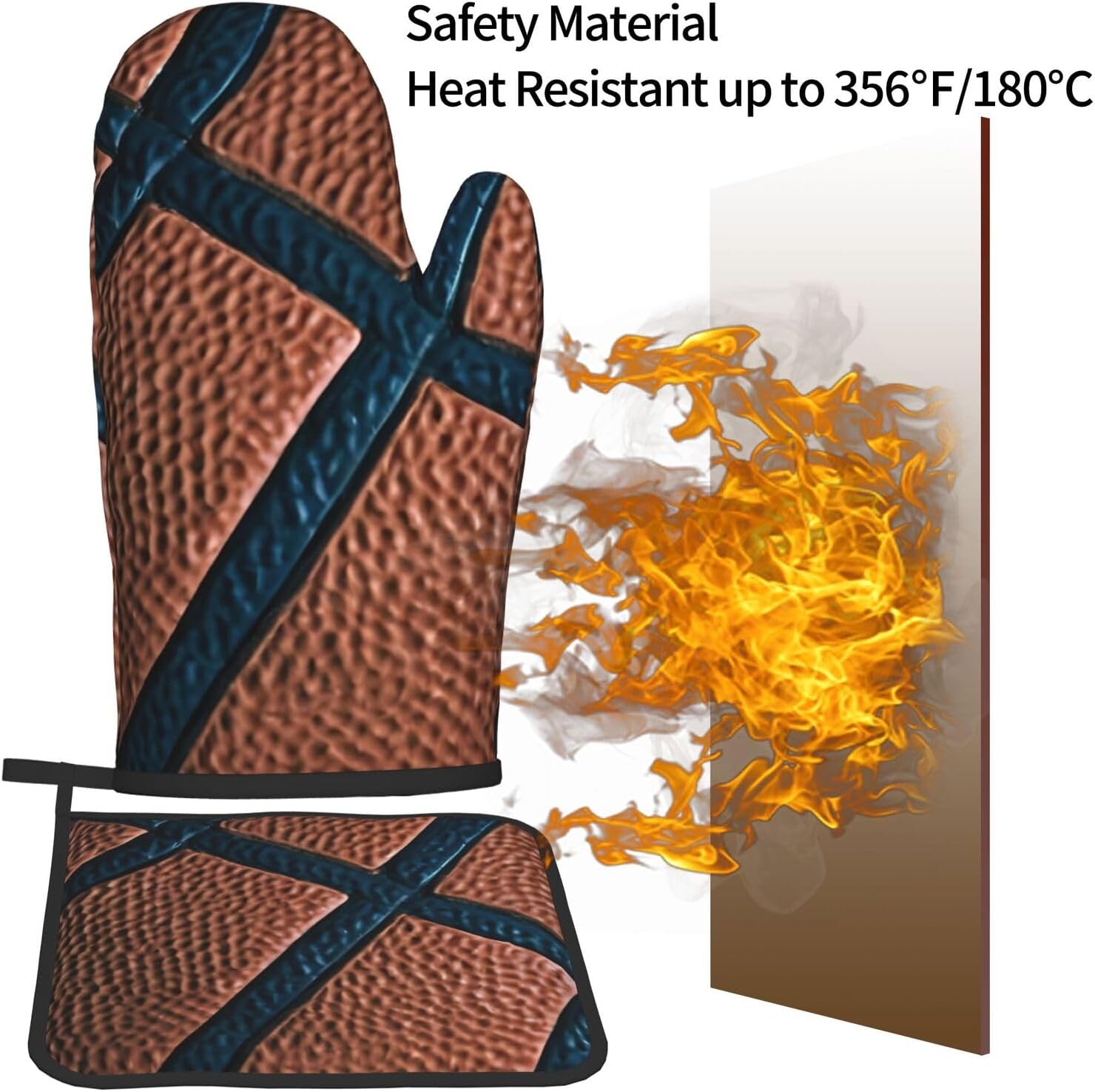Basketball-Powered Oven Mitts Pot Holders Set