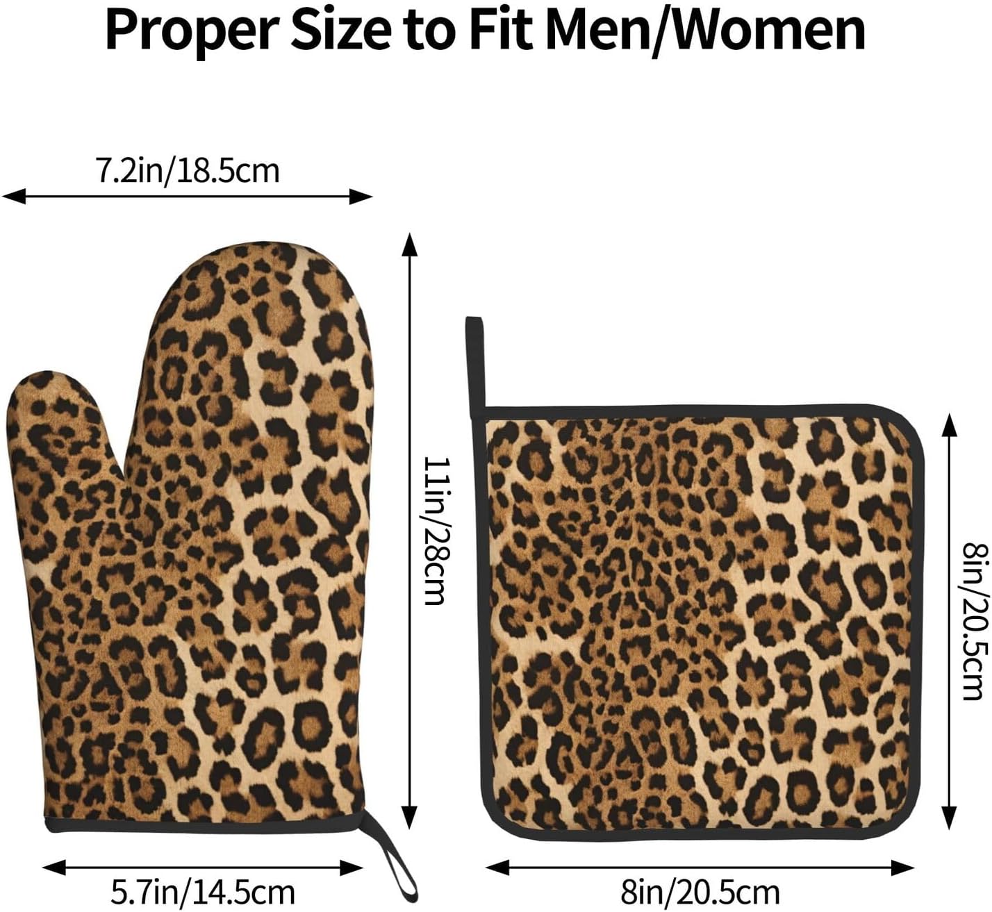 Leopard Print Oven Mitts and Pot Holders 2pcs Set