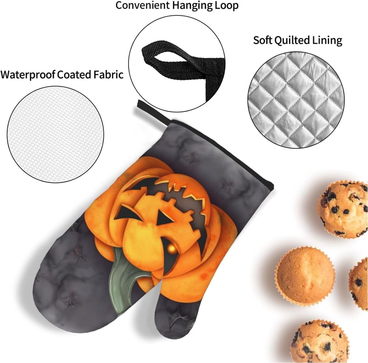 EKYOSHCZ Halloween Pumpkin Oven Mitts and Potholders Set of 4