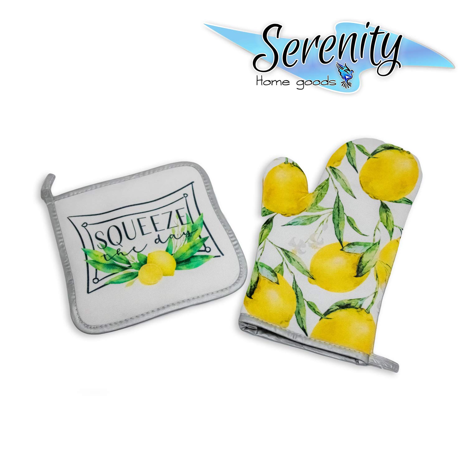 Handmade Decorative Oven Mitt Set Lemon Green Home Decor