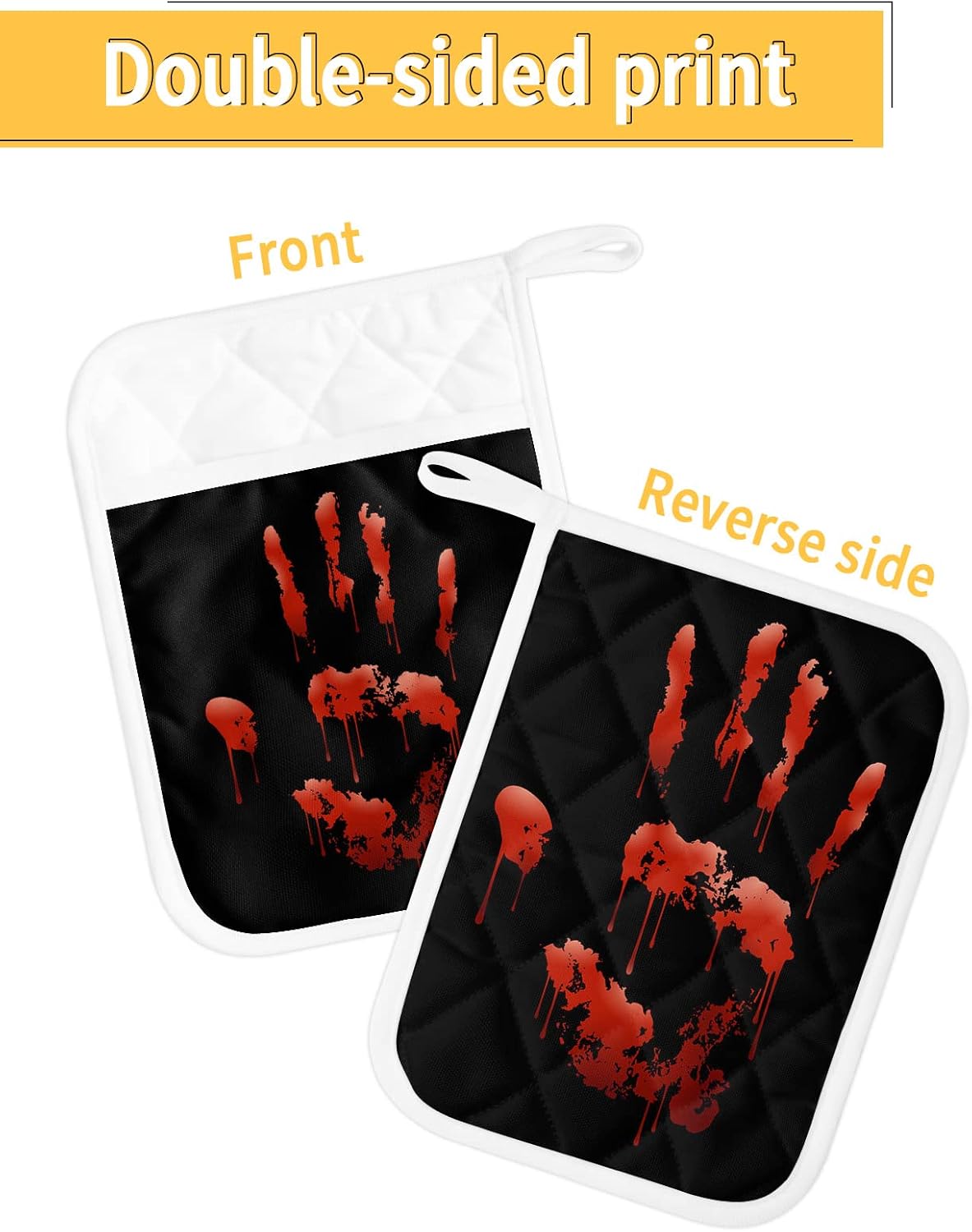 Halloween Blood Handprint 5PCS Pot Holders Set