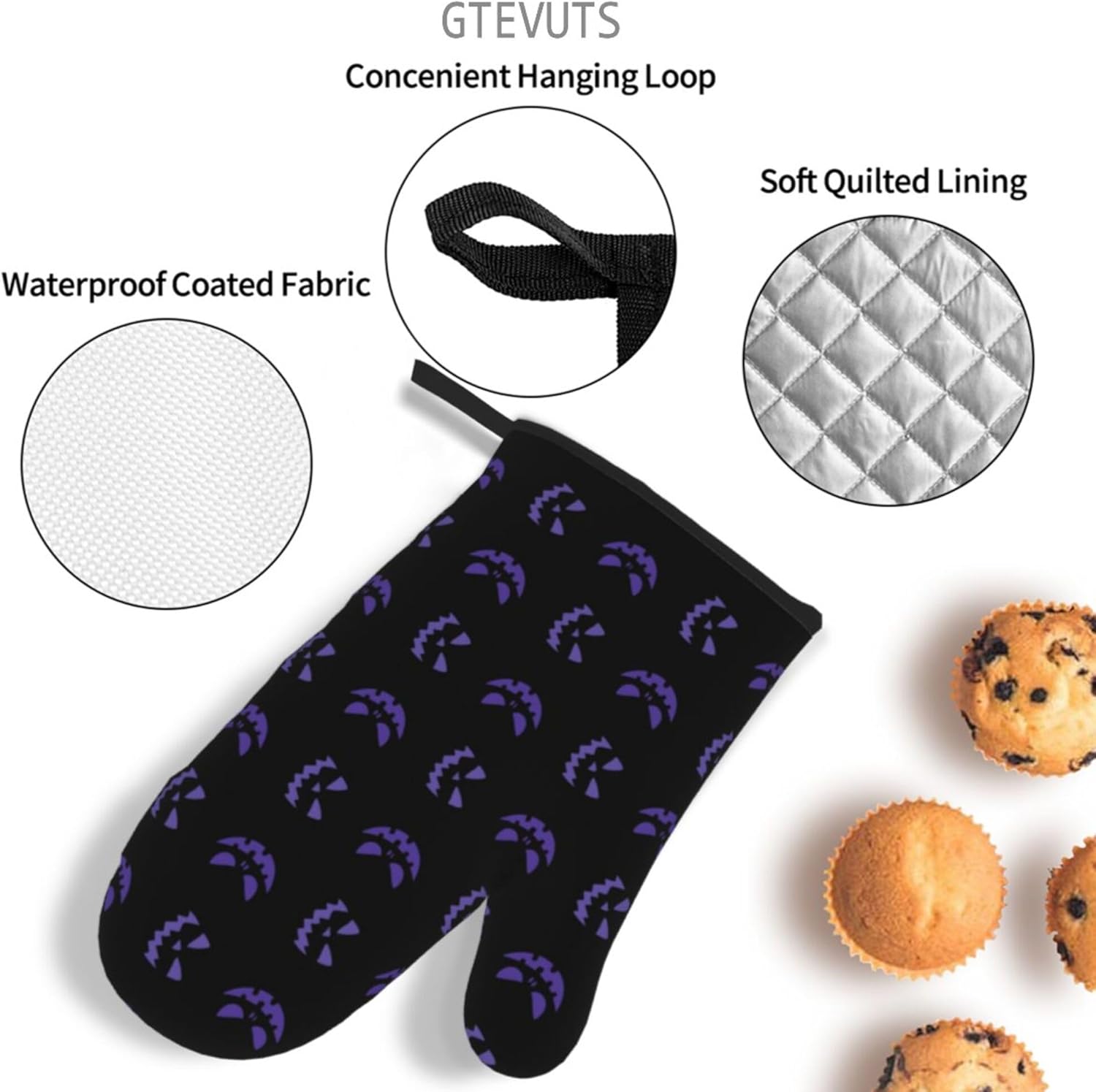 Halloween Purple Scary Ghost Oven Mitts and Pot Holders Sets of 4