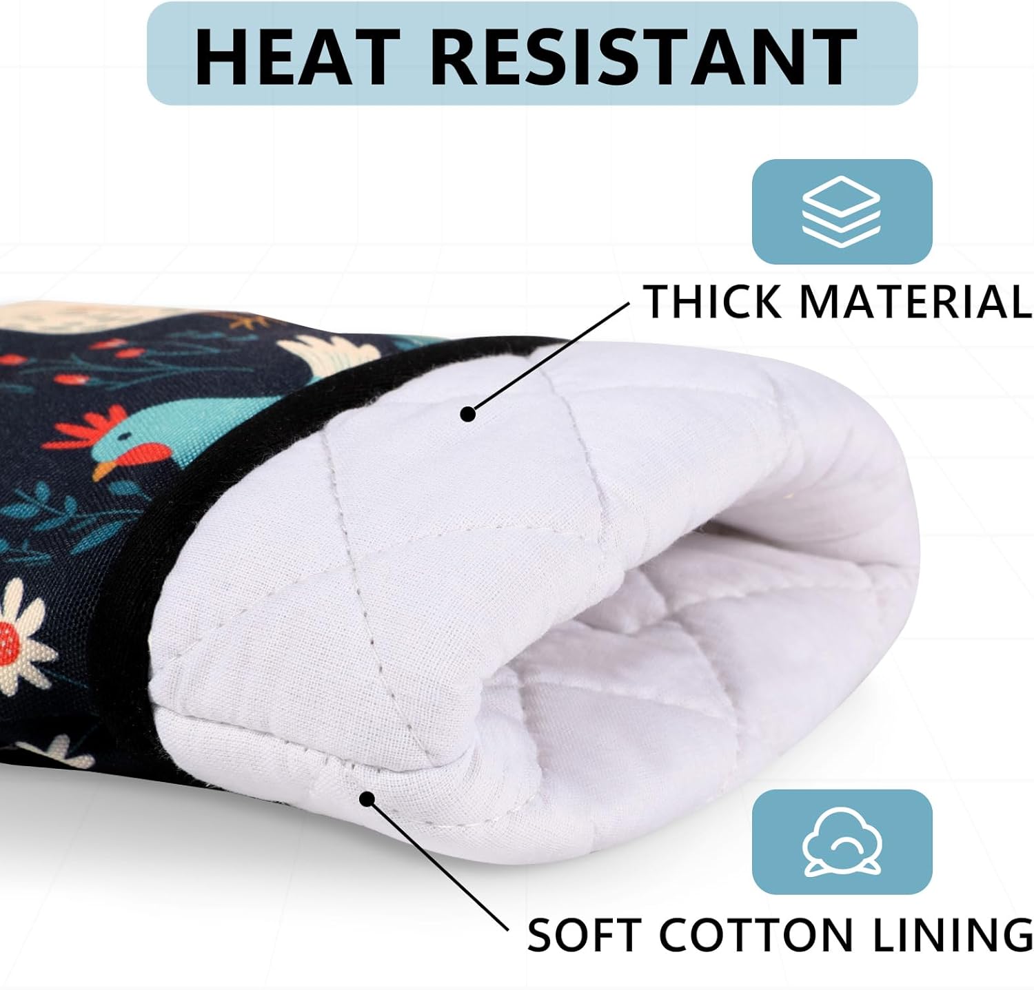 Miracu Oven Mitts Cozy Hen Kitchen Accessories for Cooking Entertaining