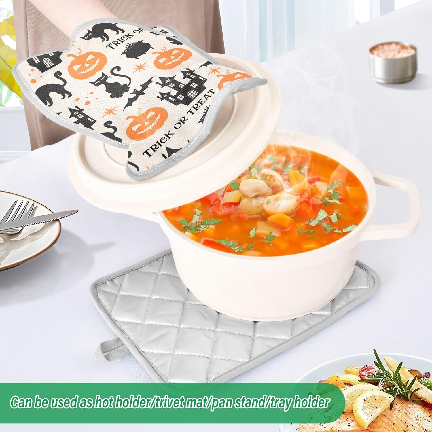 GAIGEO Halloween Black Cats Oven Hot Pads Set
