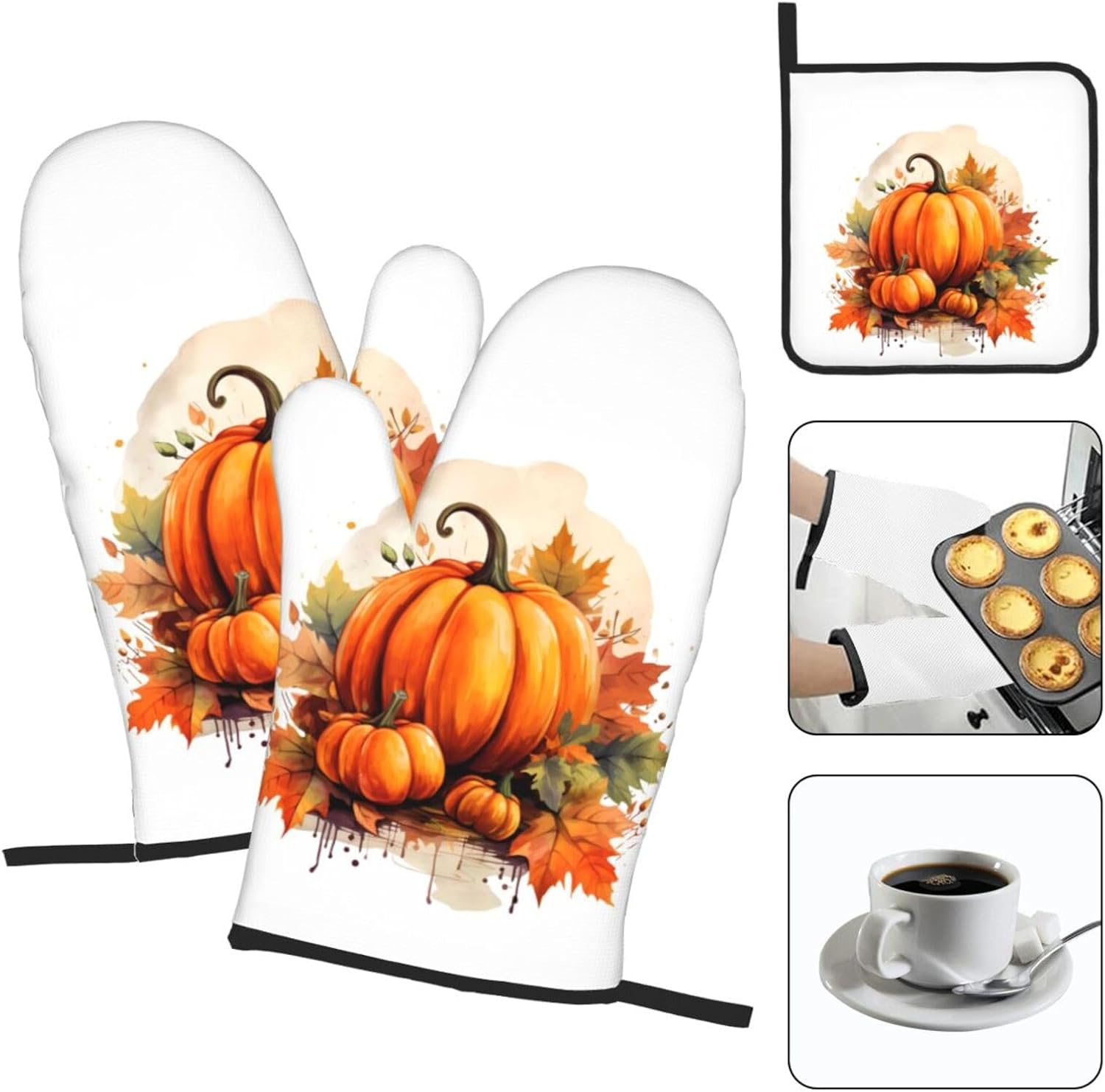 3-Pack Heat Resistant Oven Mitts Non-Slip Potholders for Kitchen Use