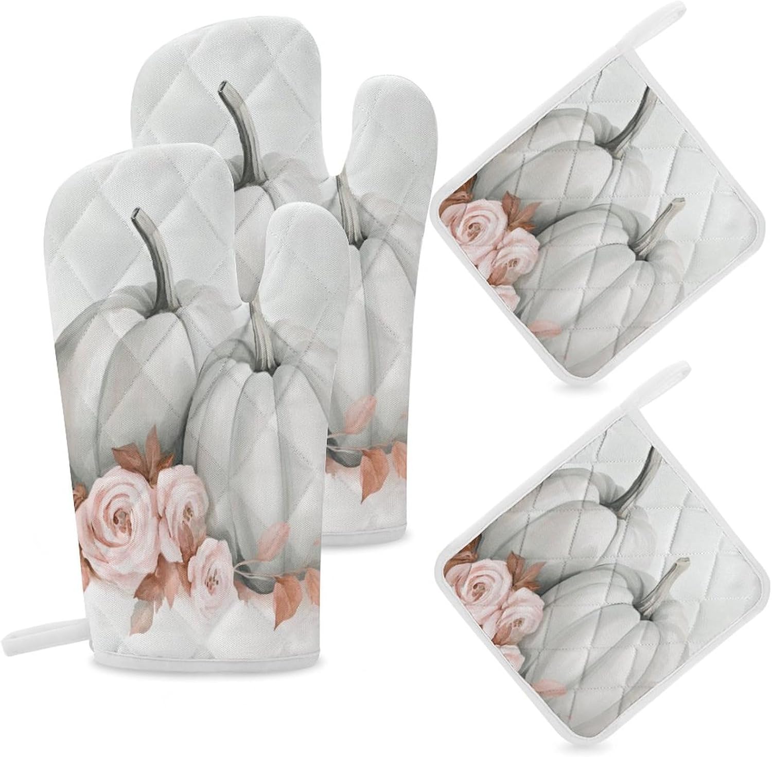 Fall-Themed Oven Mitts Pot Holders Set by NexmeiliTe