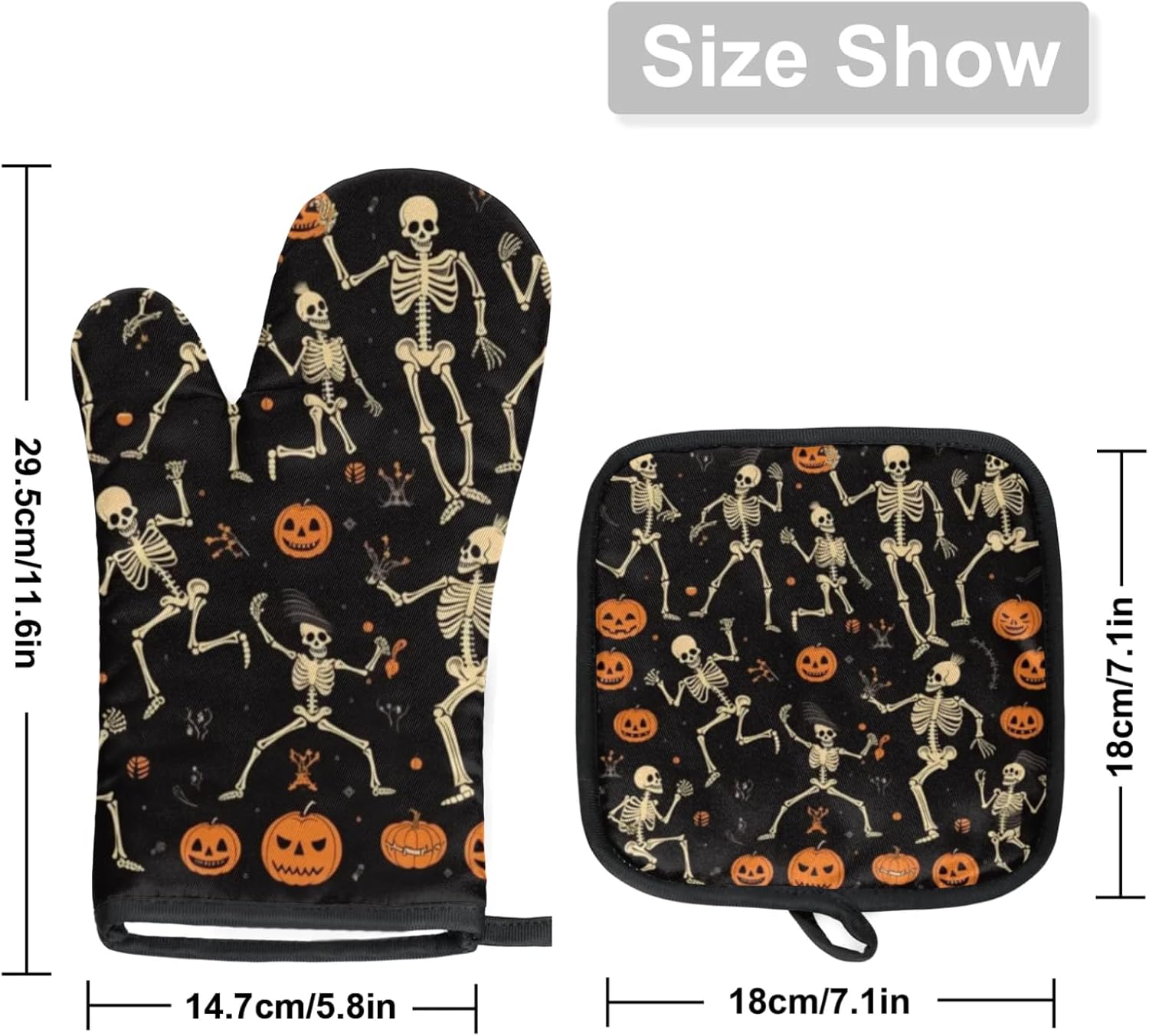 Trick or Treat Halloween Oven Mitts Potholders Set of 2