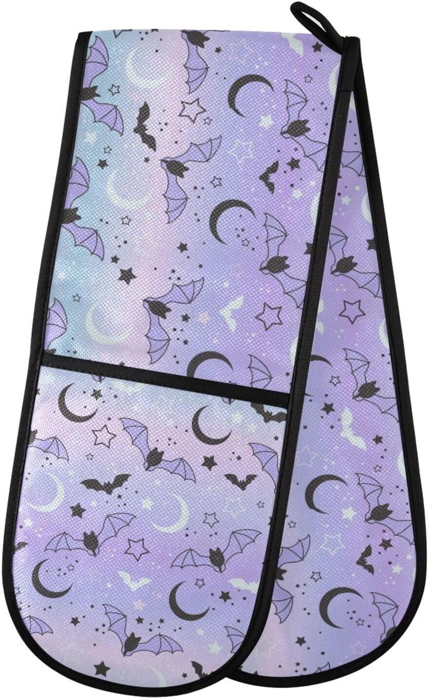 Cute Pattern Bats Halloween Protective Oven Mitts for Trick-or-Treat