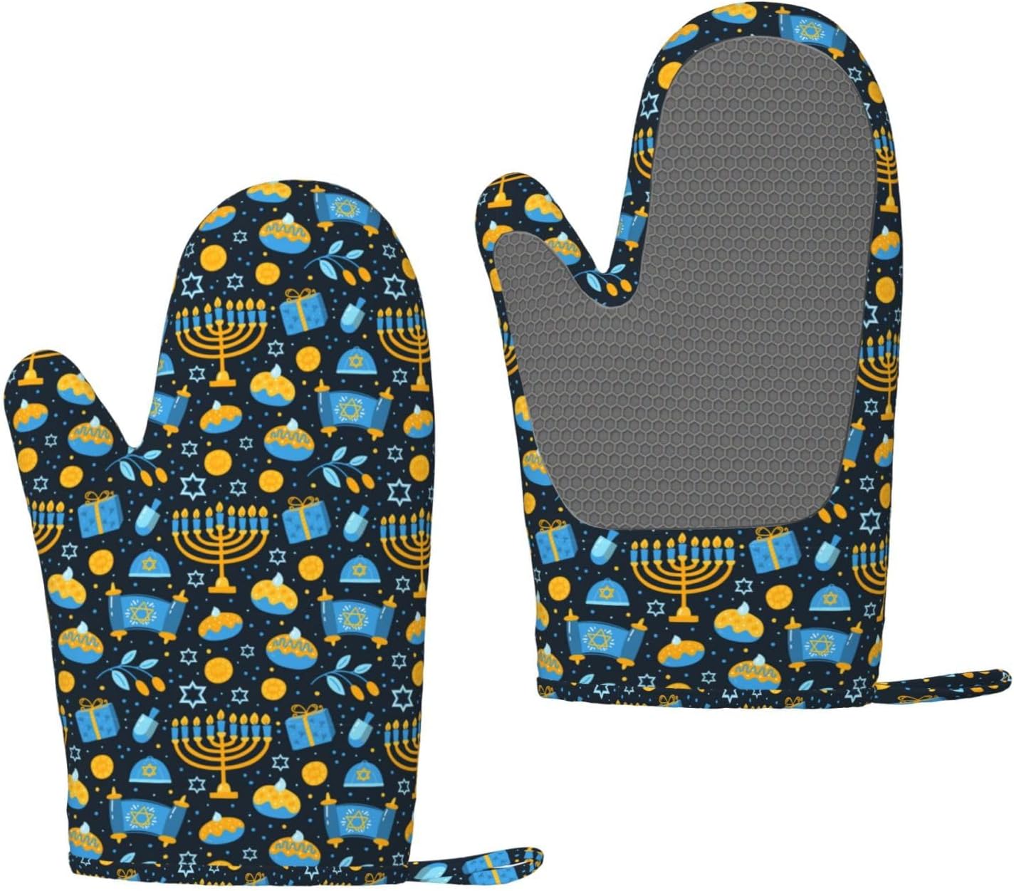 Happy Hanukkah Silicone Oven Mitts for Kitchen Essential