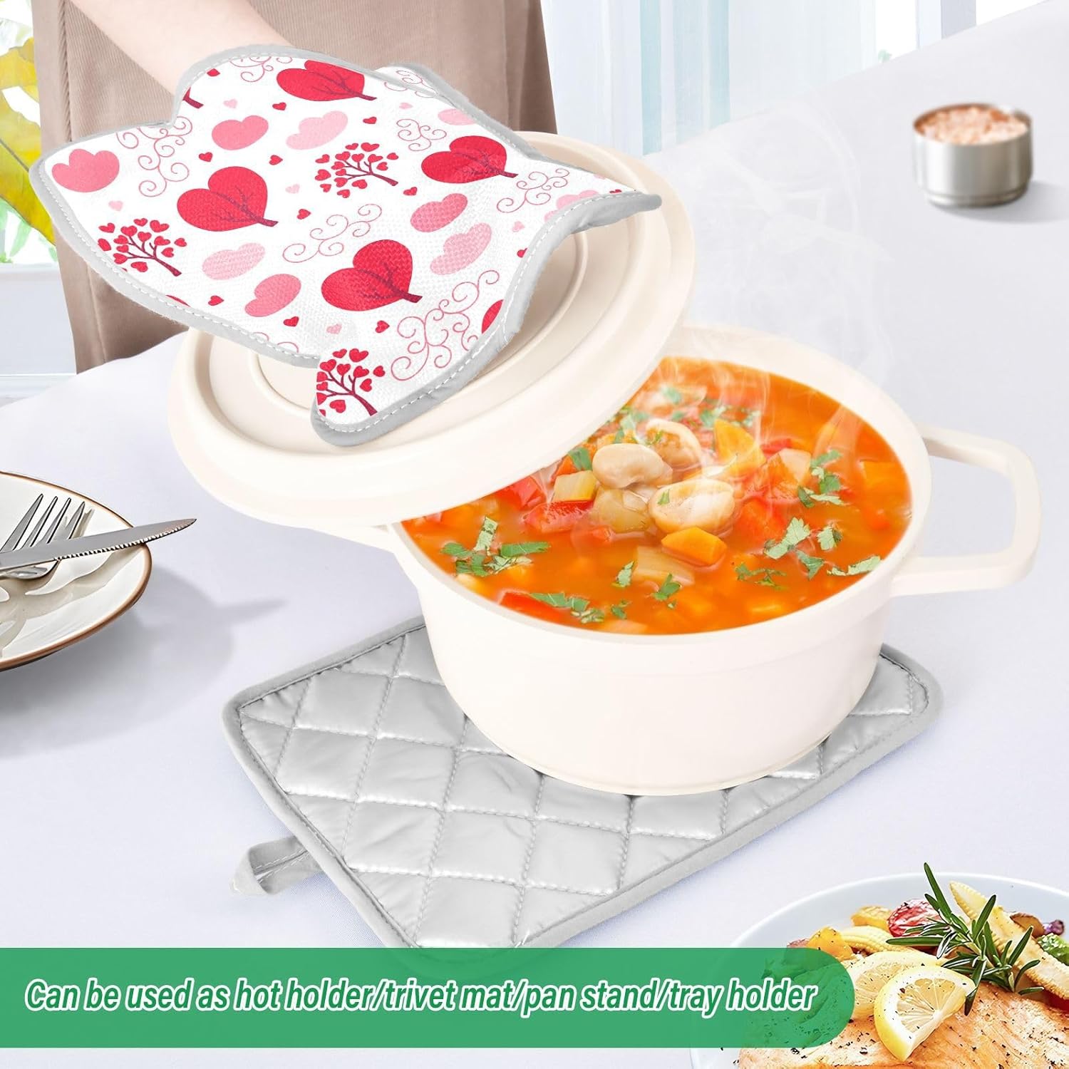 KCldeci Valentine Seamless Pot Holder Set