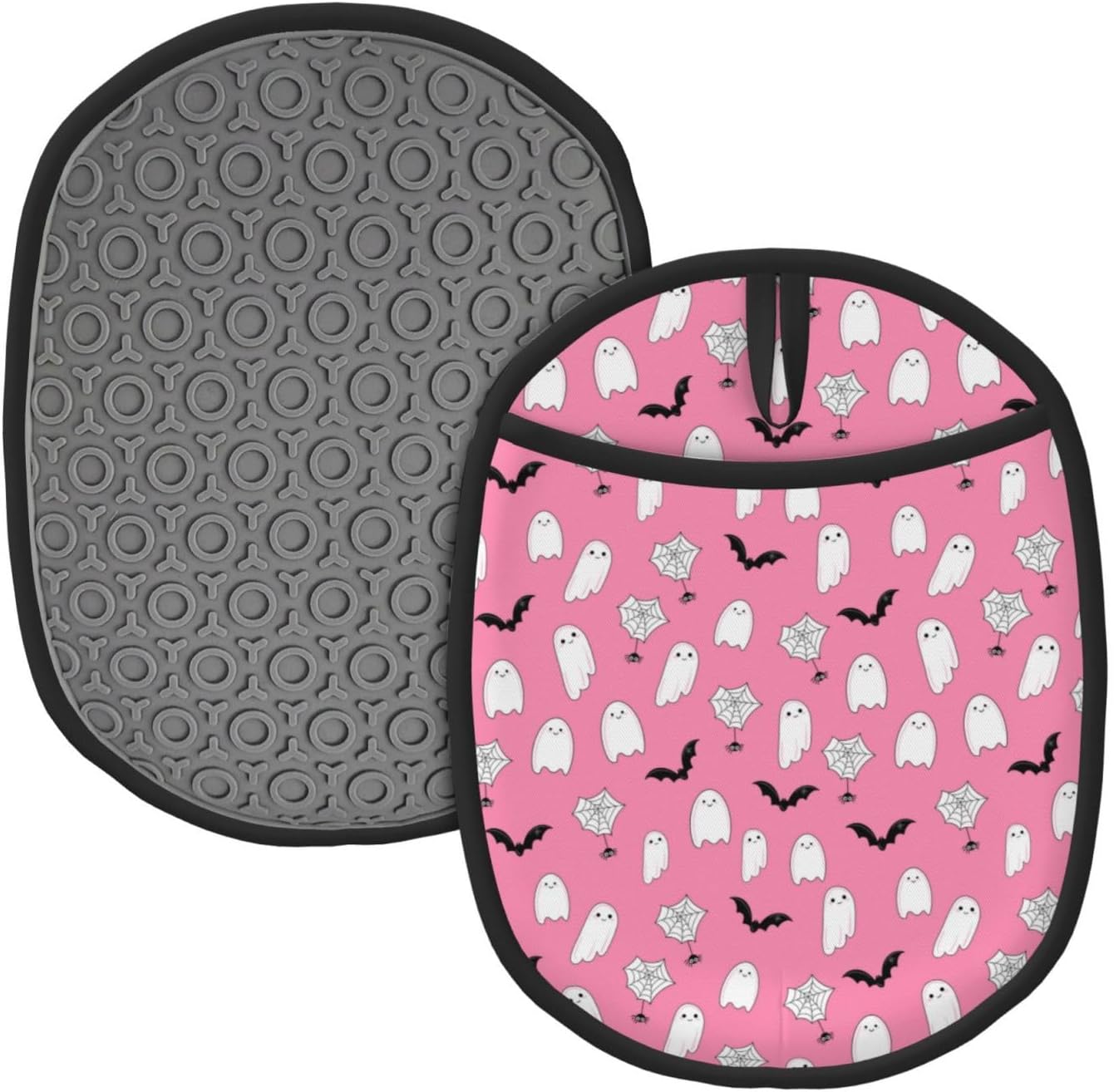 Pink Halloween Oven Mitt with Hanging Loop