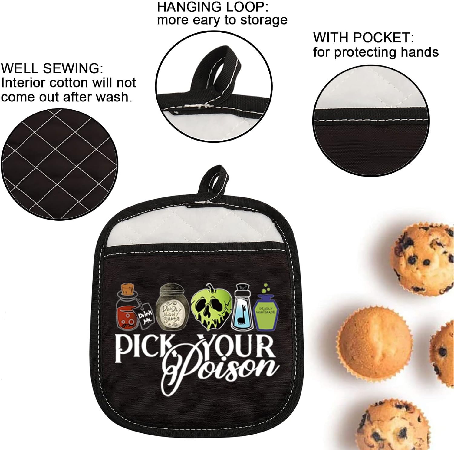 ZJXHPO Halloween Pick Your Poison witch Pot Holder Gift for Villains