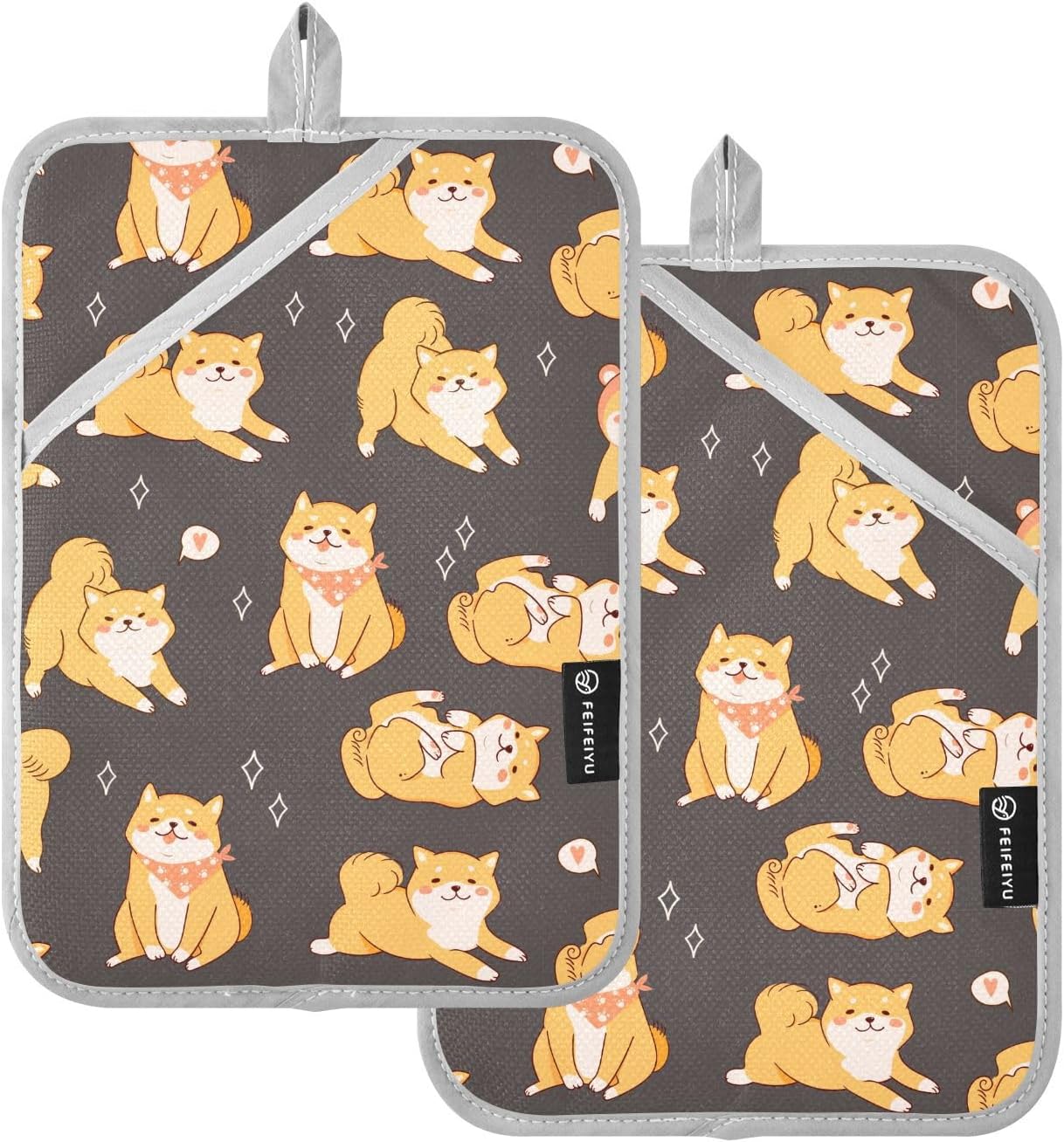 Double the Love Kawaii Shiba Inu Potholder Set to Protect Your Kitchen