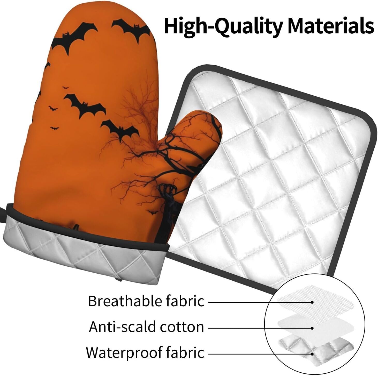 Orange Halloween Oven Mitts Set of 2