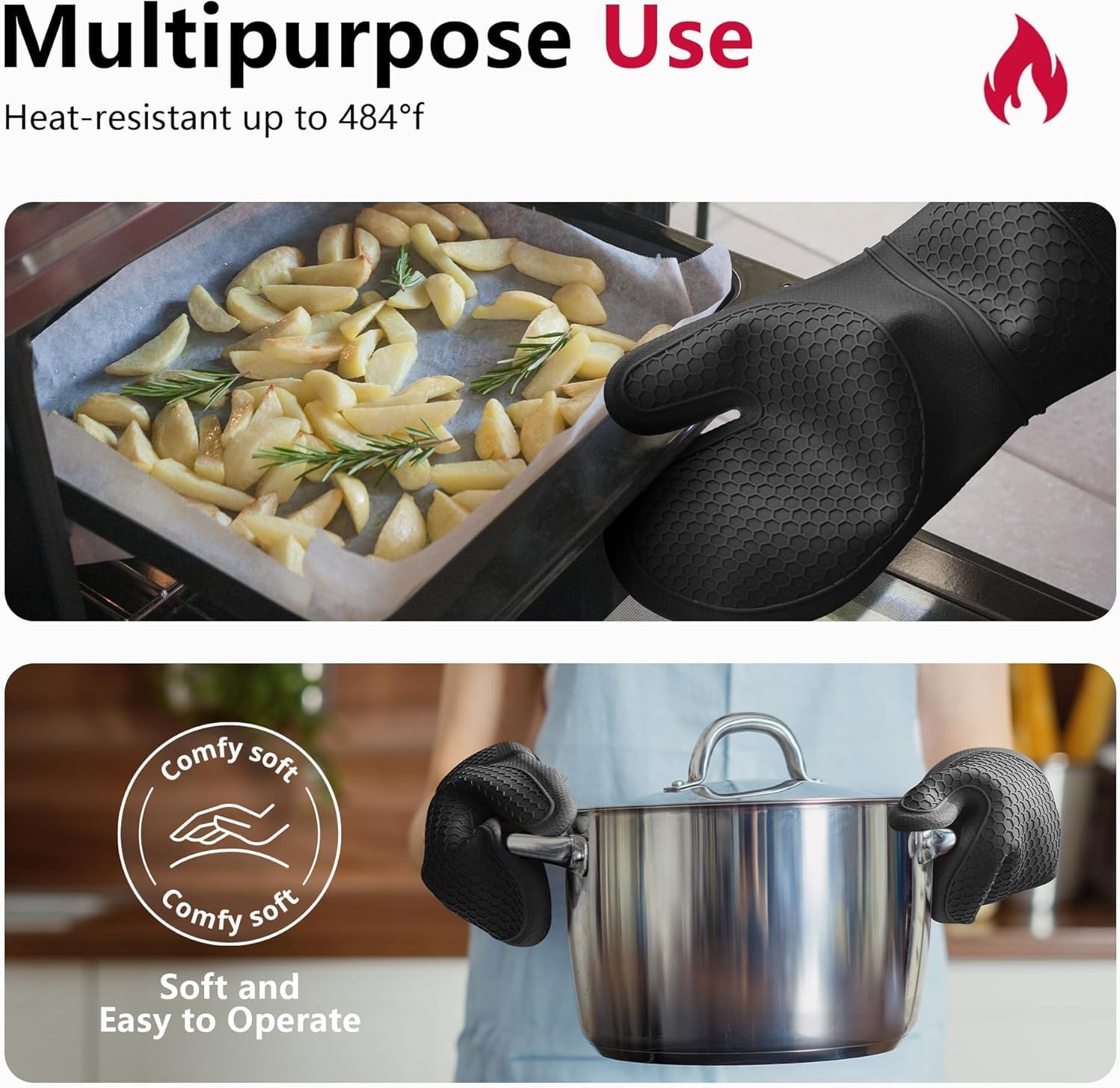 Extra Long Silicone Oven Mitts