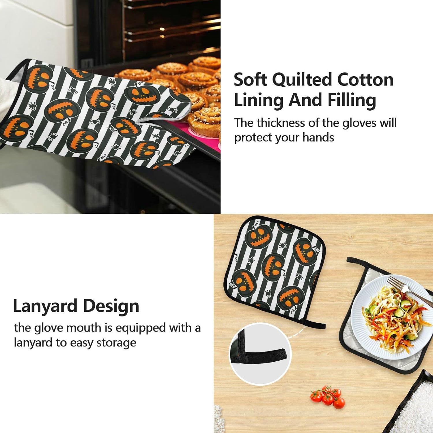 Perfect Halloween Oven Mitts Apron Set for Baking Cooking