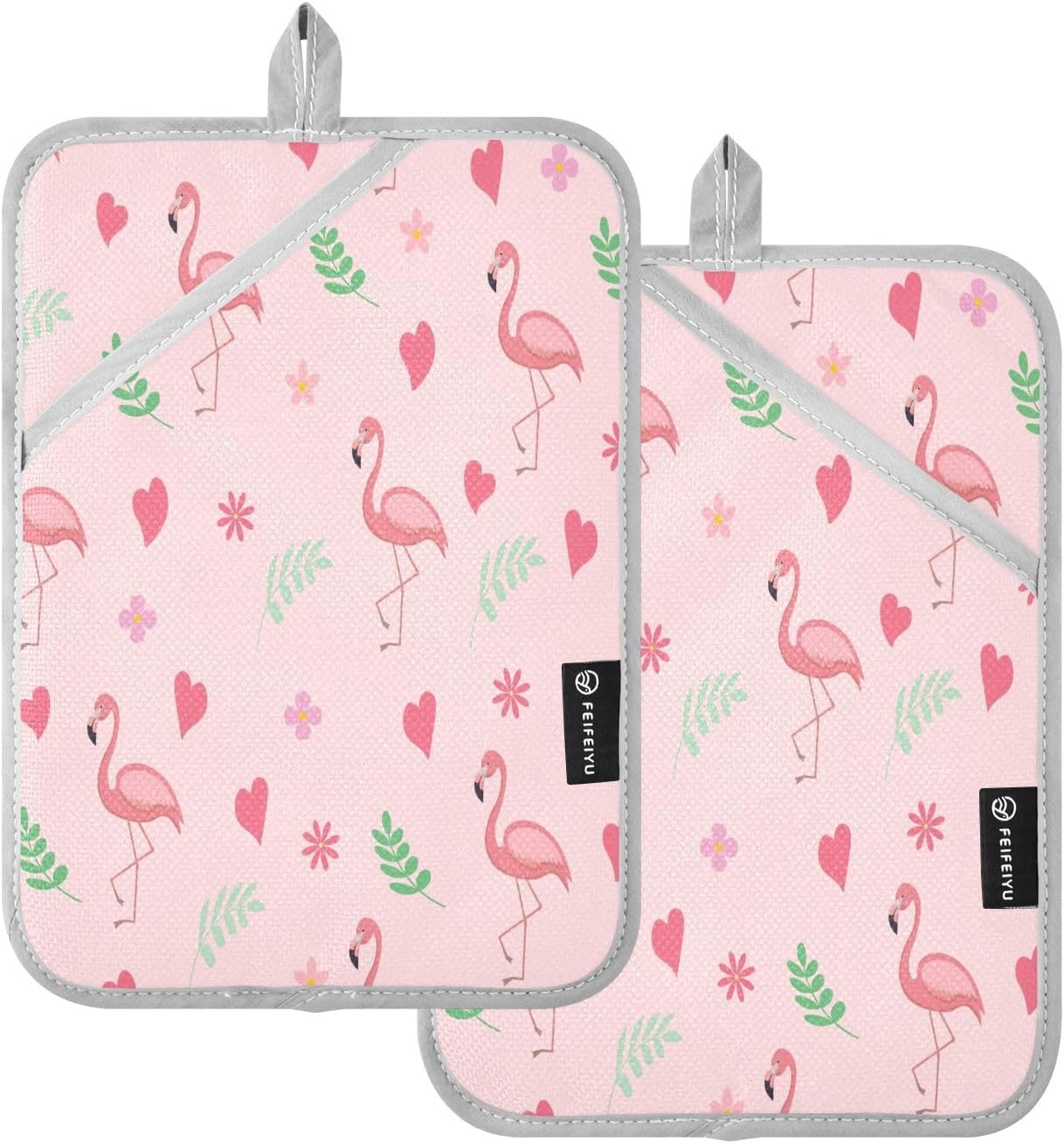 Bright Pink Flamingo Potholders Heat-Resistant Oven Mitts for Cooking Baking