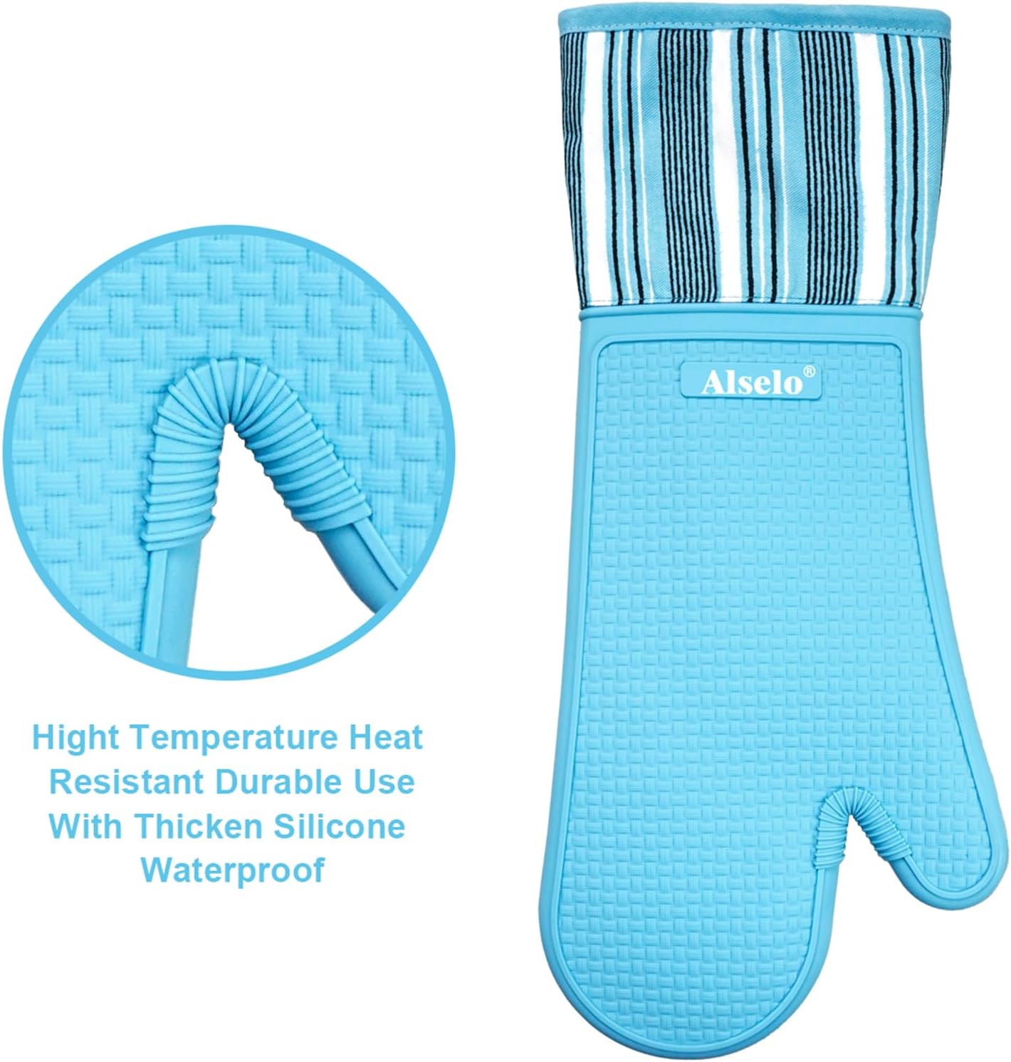 Alselo Oven Mitts Heat Resistant Silicone for 550 Degrees