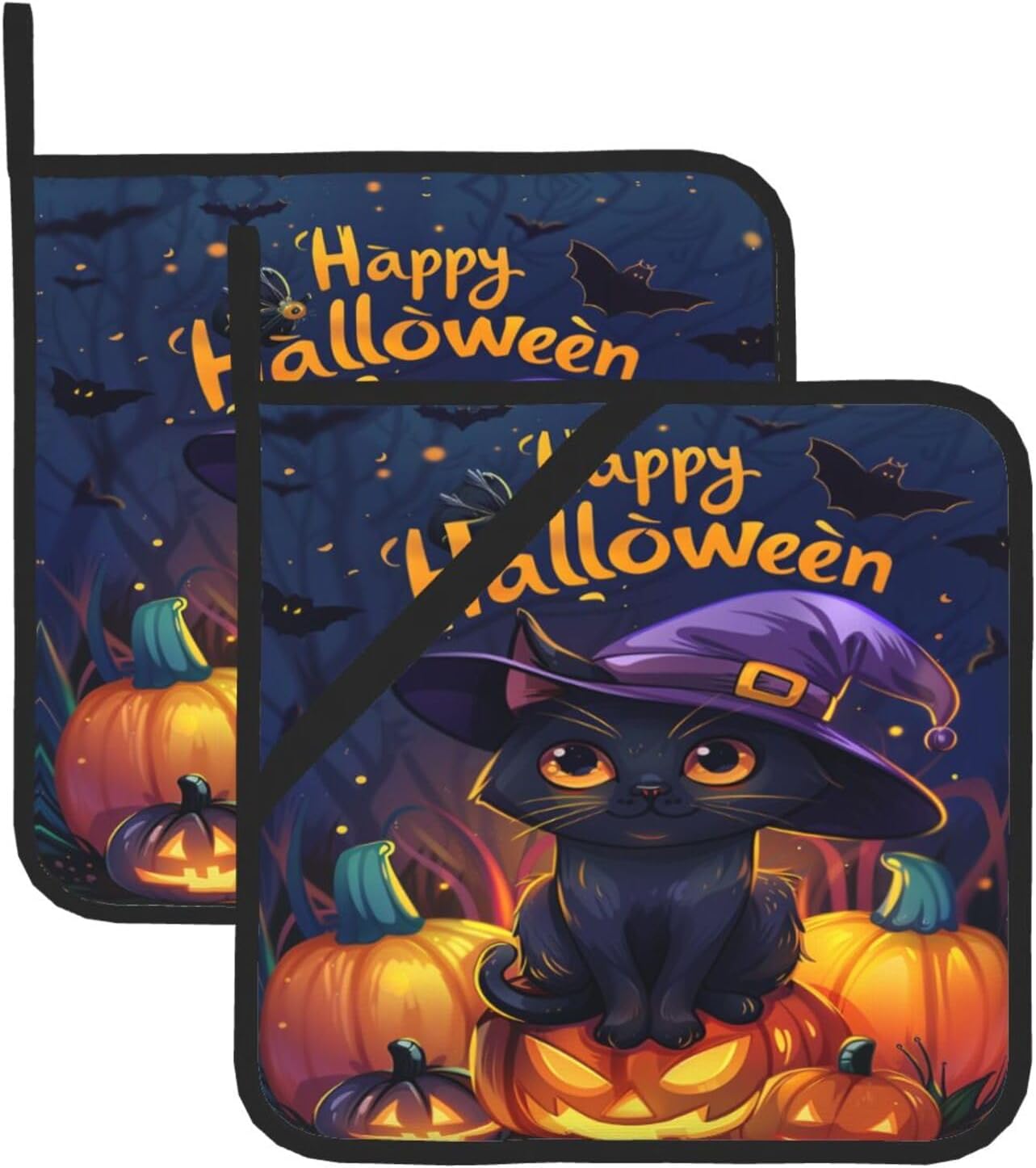 Super Spooky Halloween Cat Potholders
