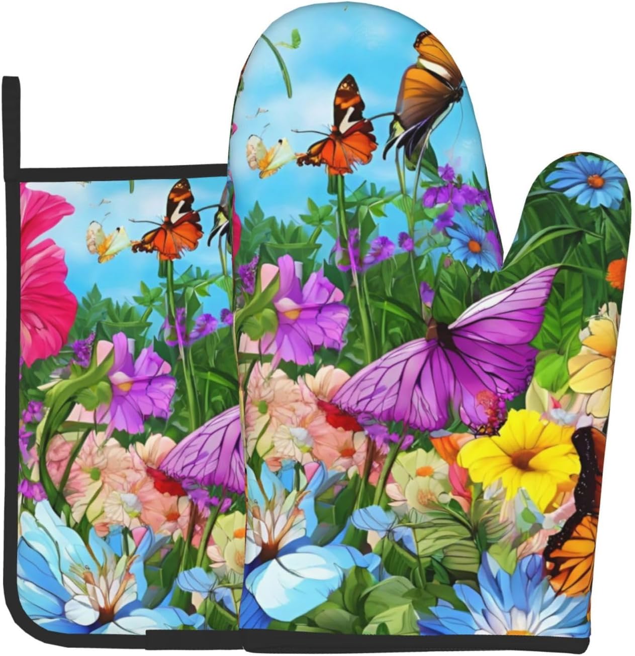 Cute Bird Flower Printed Oven Mitts Potholders