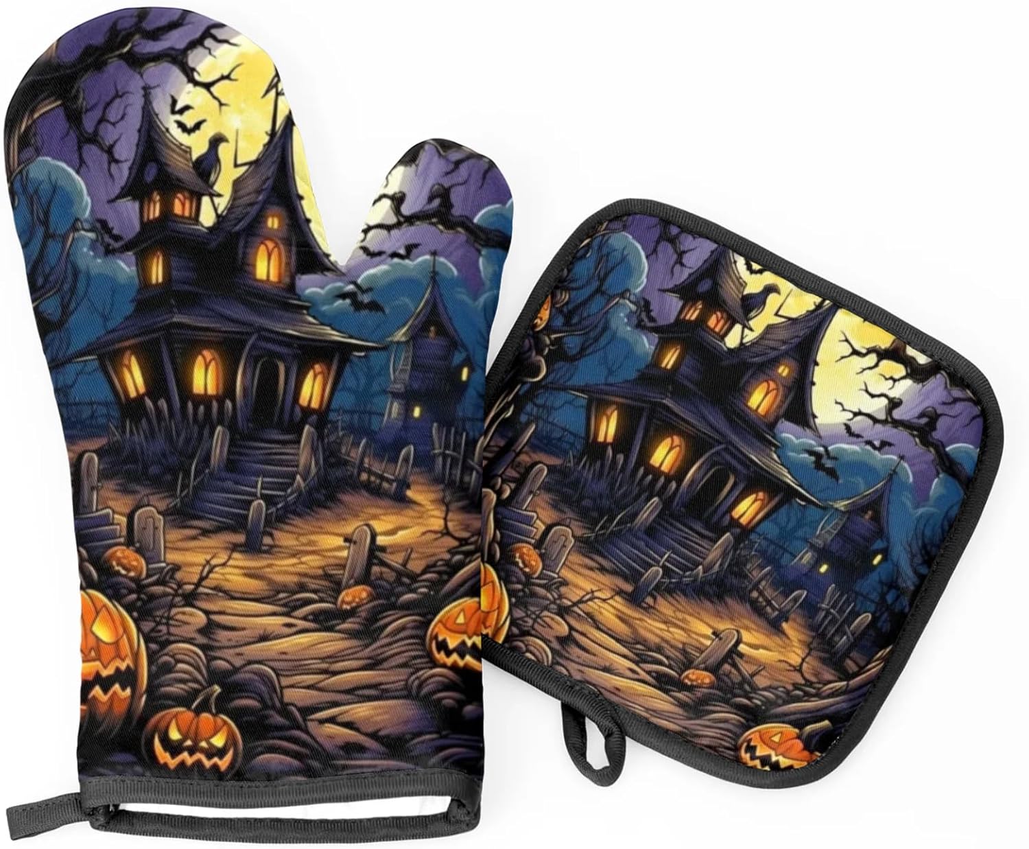 Aglebo Halloween Castle Oven Mitts Set of 2