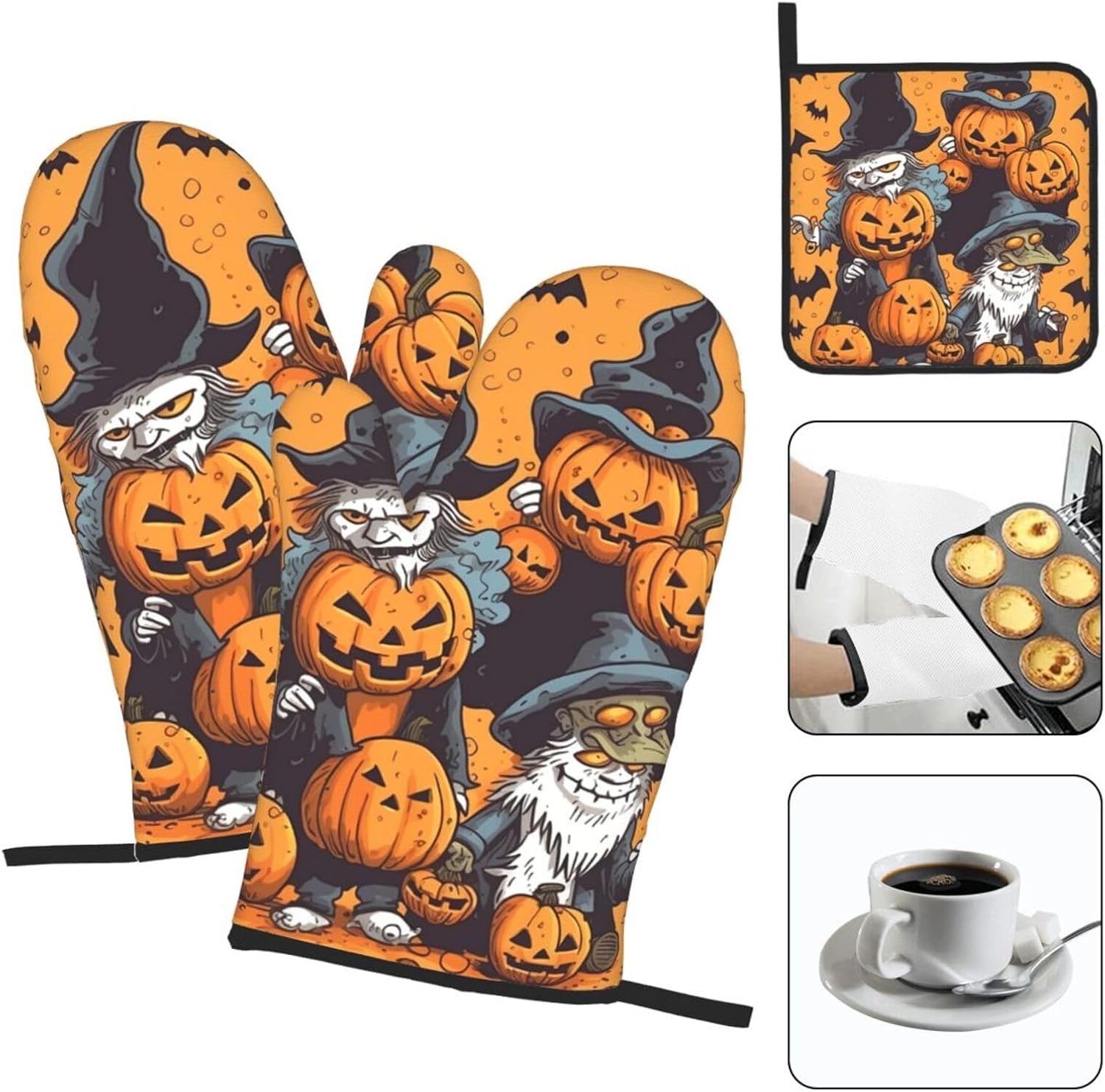 Pecan Family Oven Mitt Set for Heating Cooking and Baking