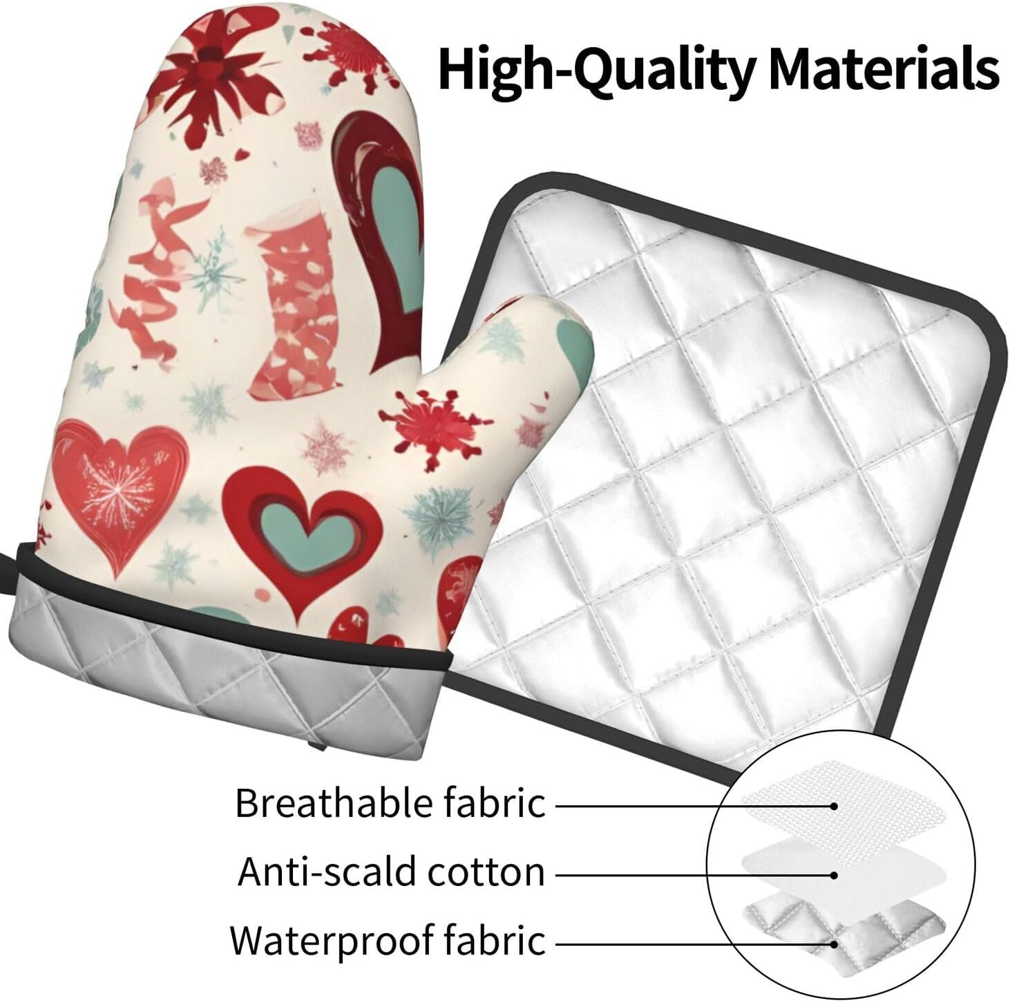 Perfect Heart-Shaped Oven Mitts and Pot Holders 2-Pack