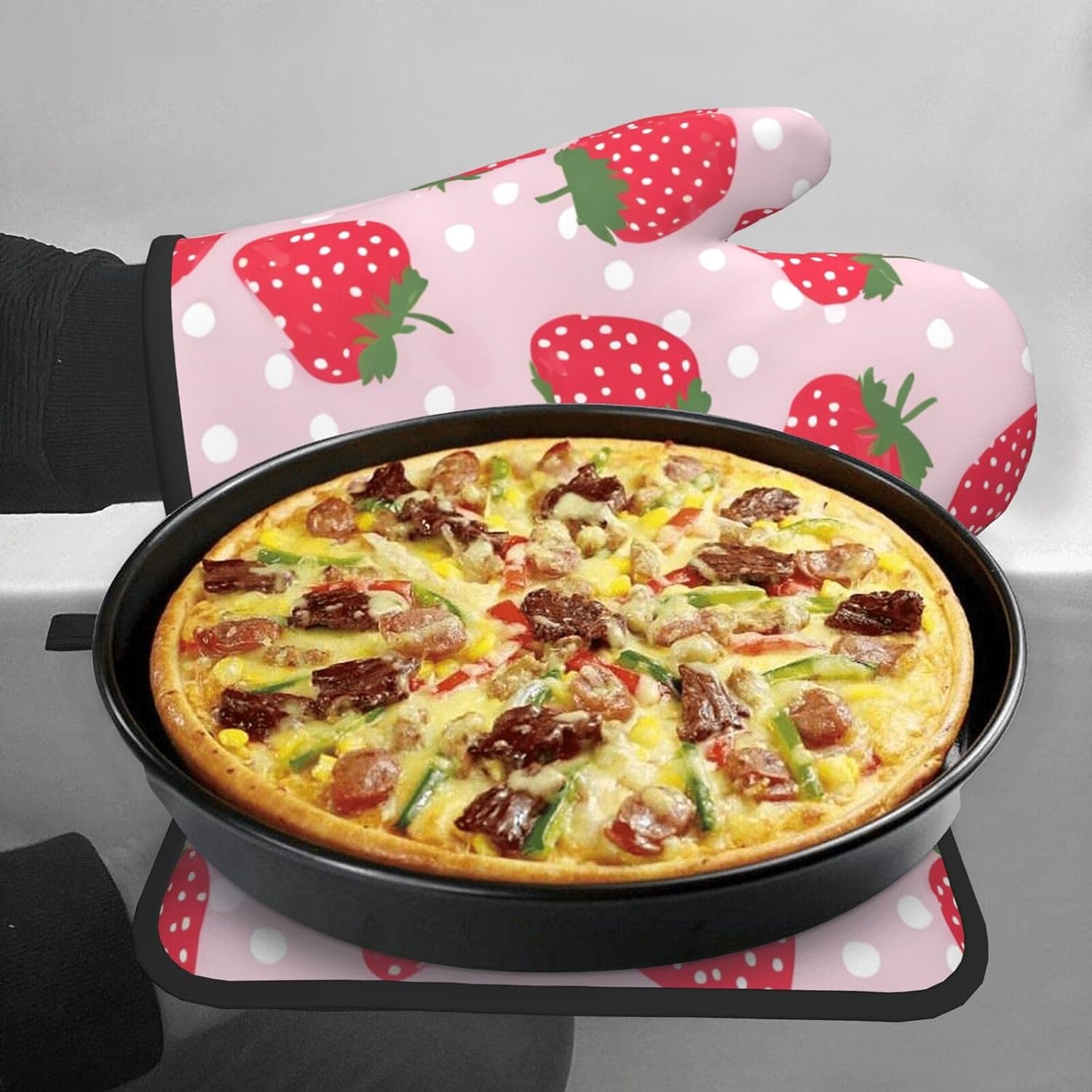 Strawberry Oven Mitts and Pot Holders 2pcs Set