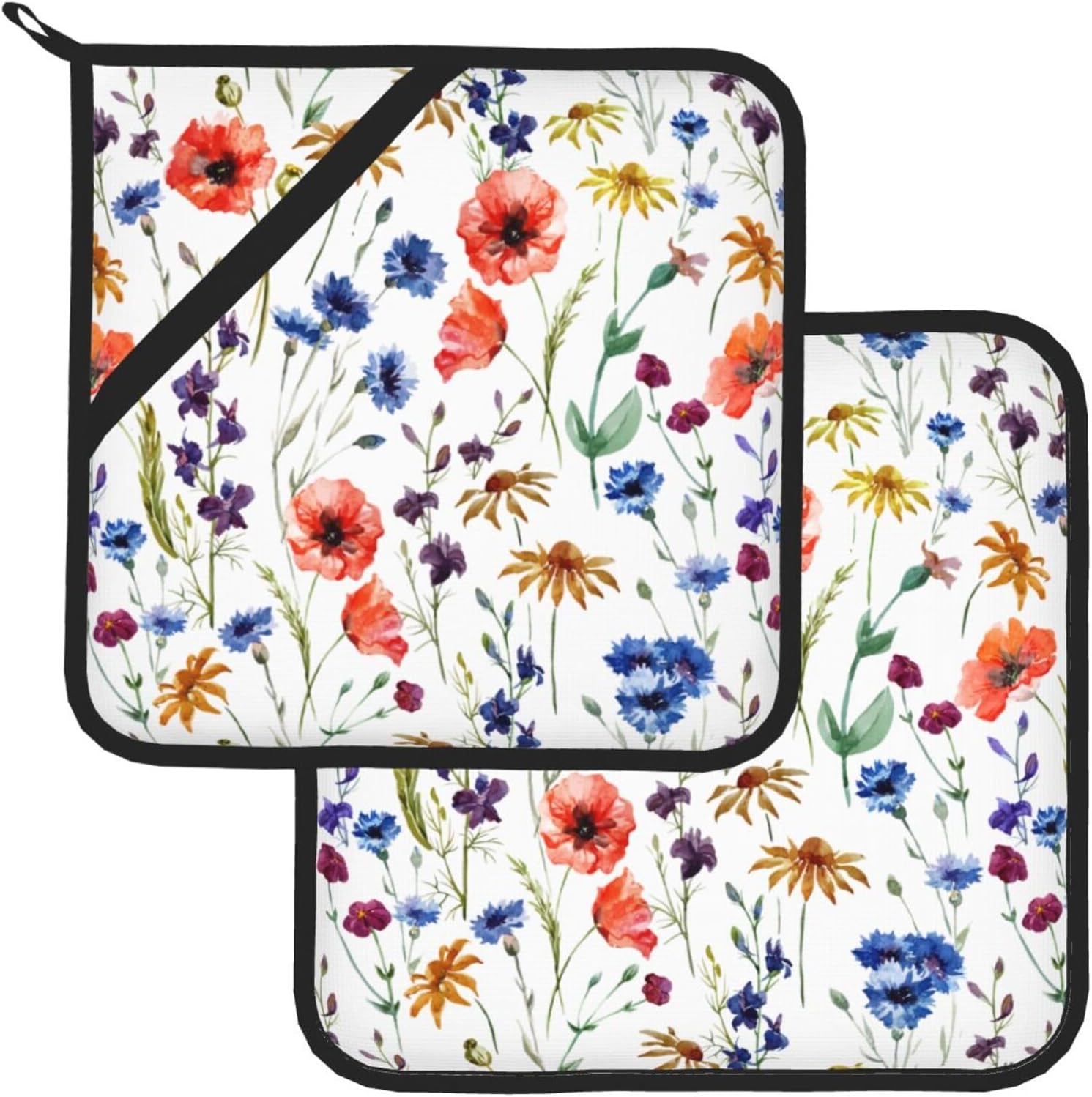 Perfectly Padded Heat-Resistant Potholders Poppy Wildflowers