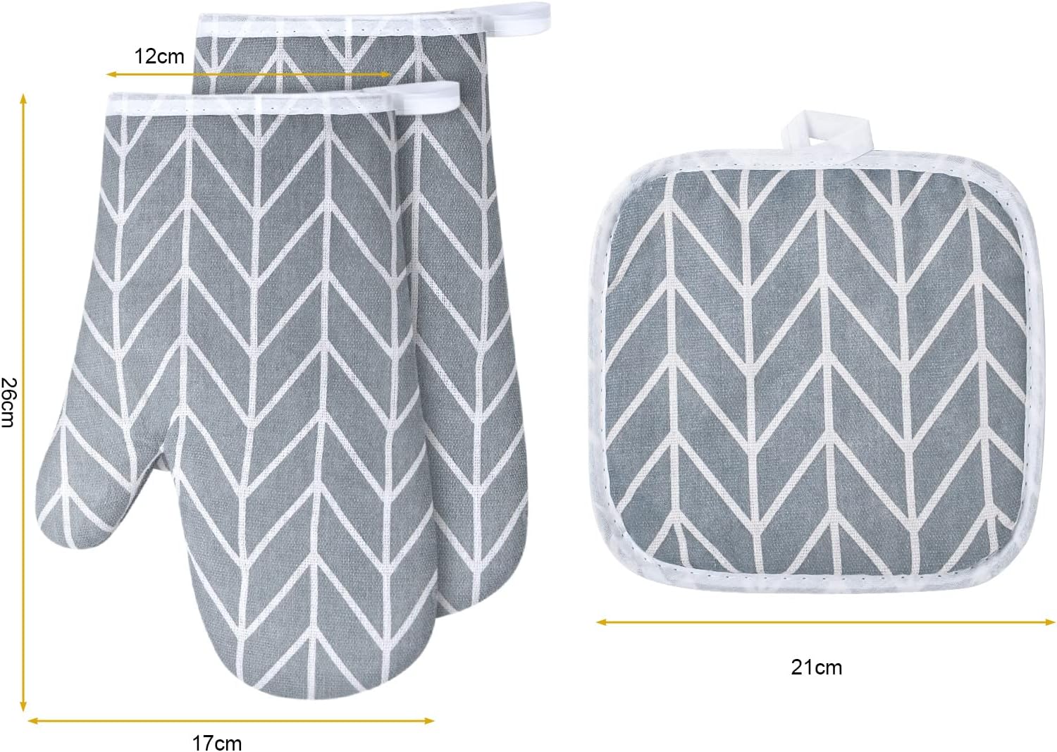 AUAUY 6-Piece Oven Mitts Set with Non-Slip Silicone
