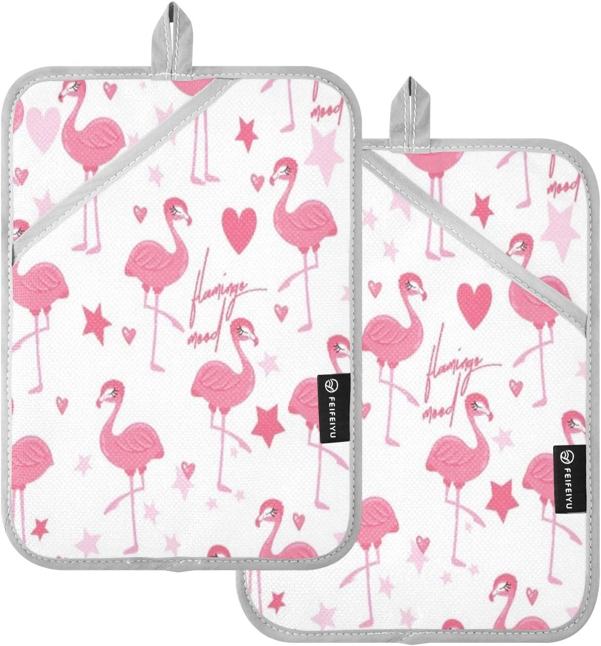 Kcldeci Cute Pink Flamingo Potholder Set