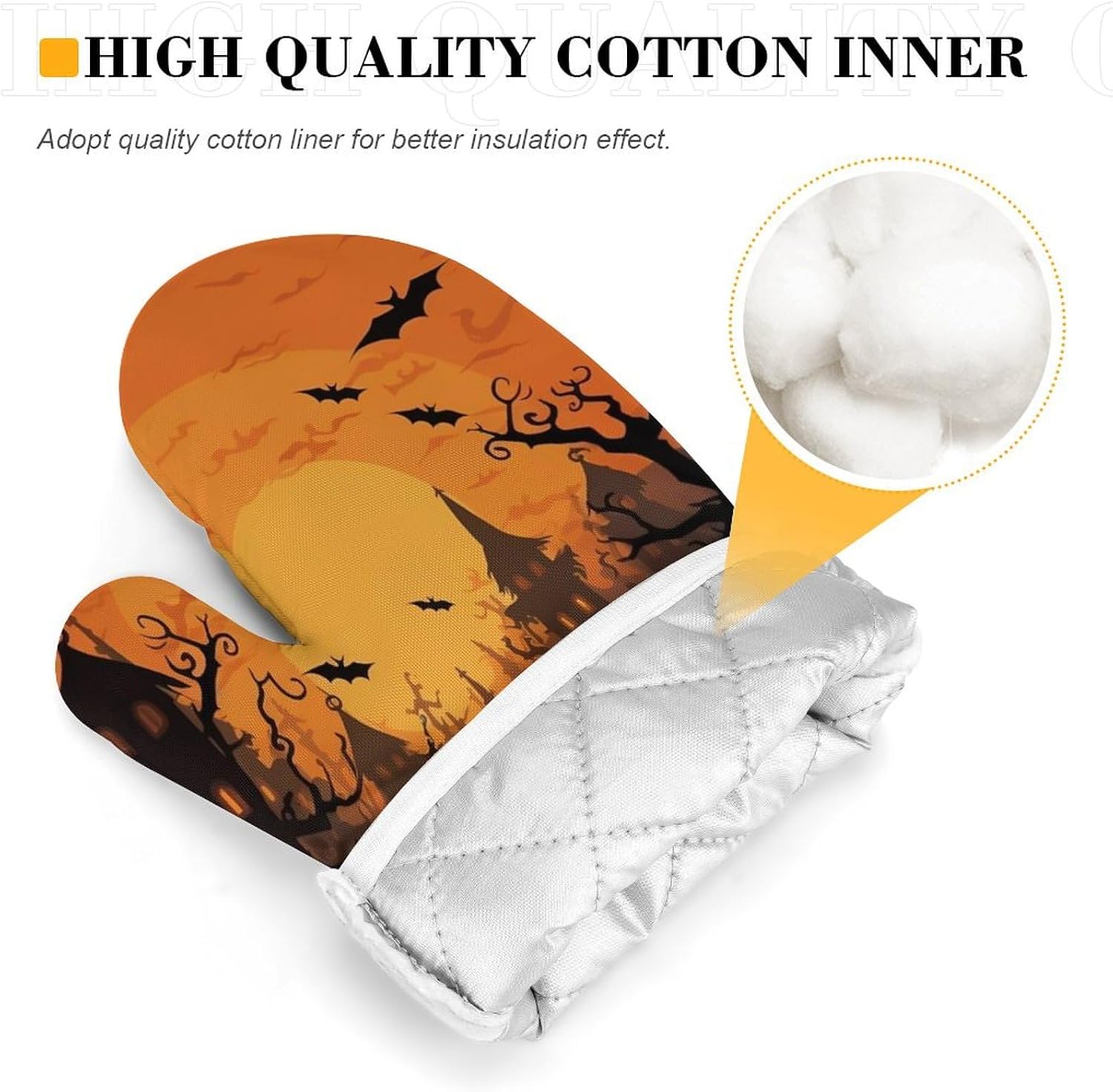 Halloween Orange Non-Slip Oven Mitt Set with Pot Holders