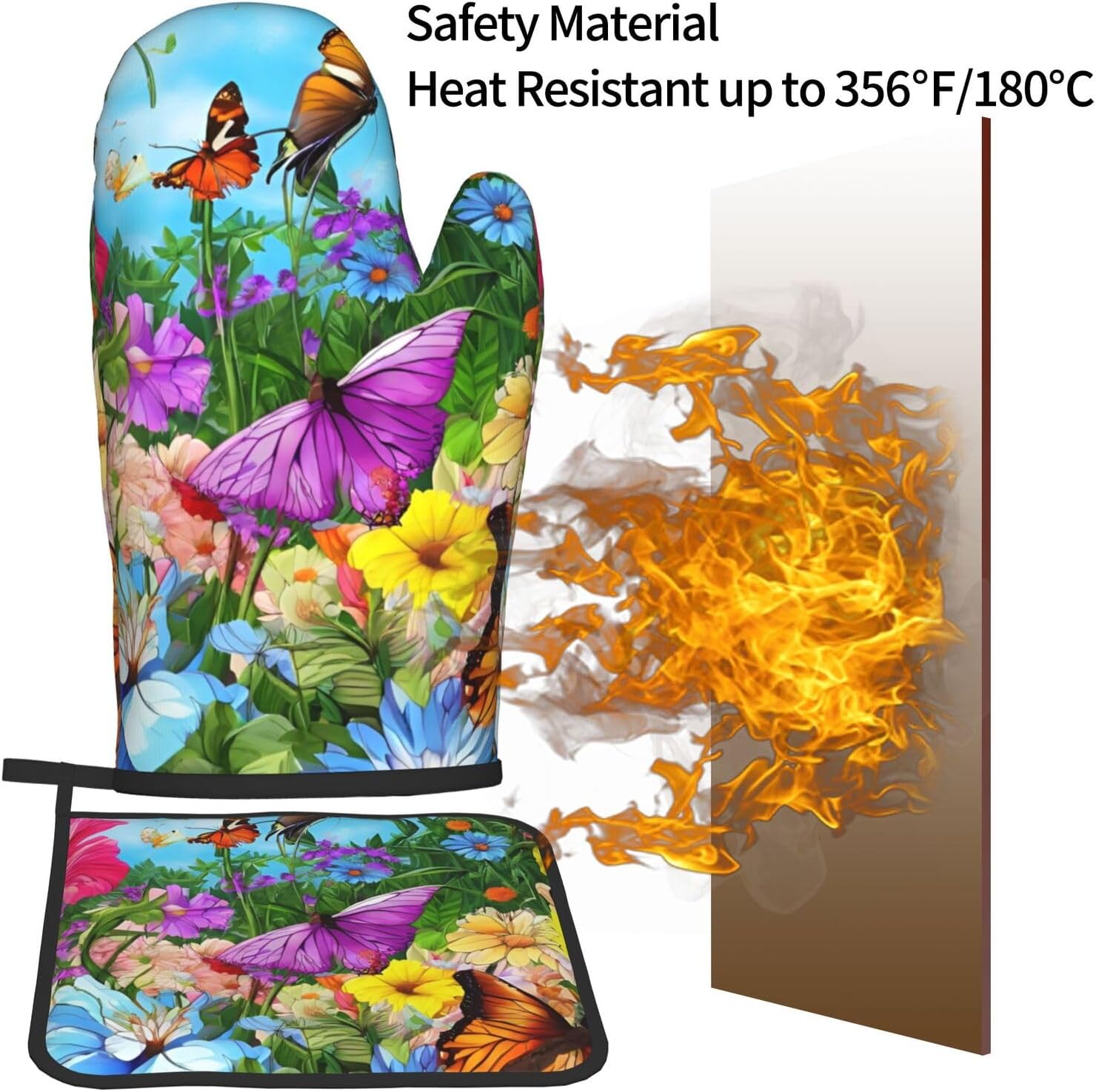 Cute Bird Flower Printed Oven Mitts Potholders