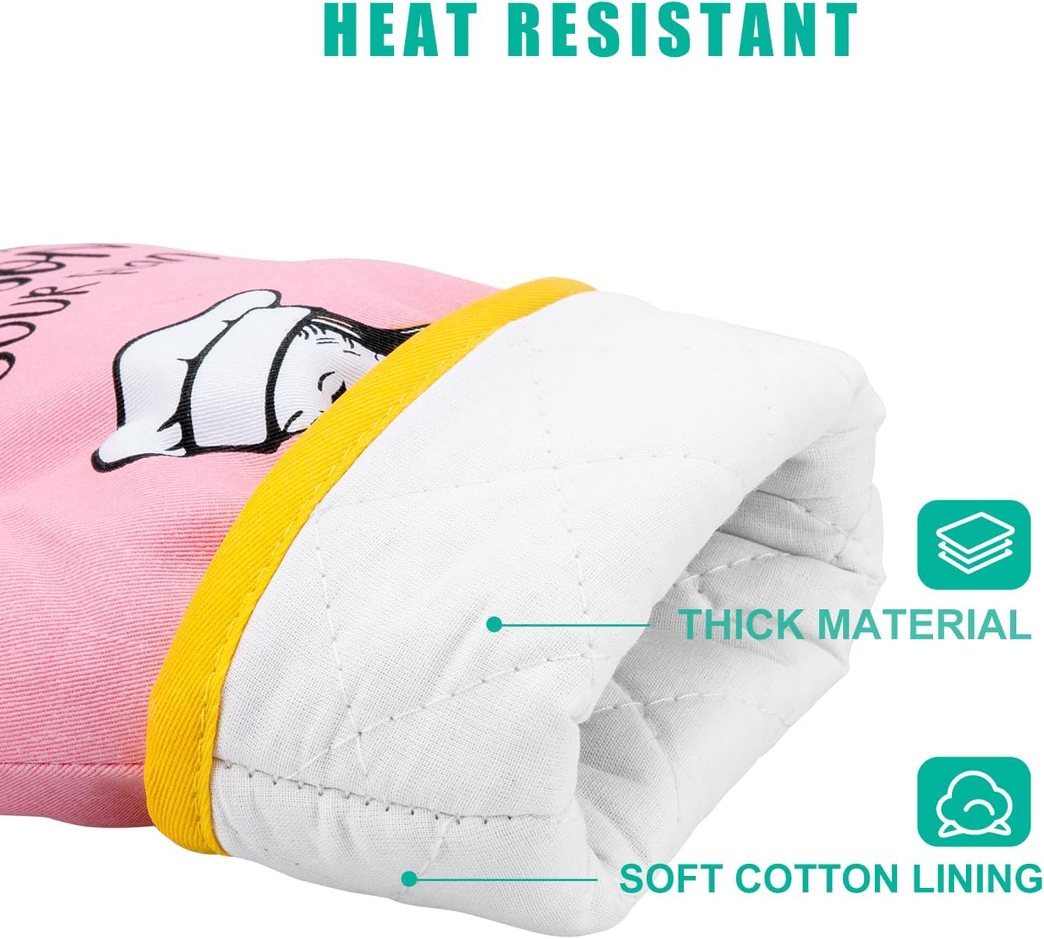 Funny and Warm Retro Baking Oven Mitt Set for Women