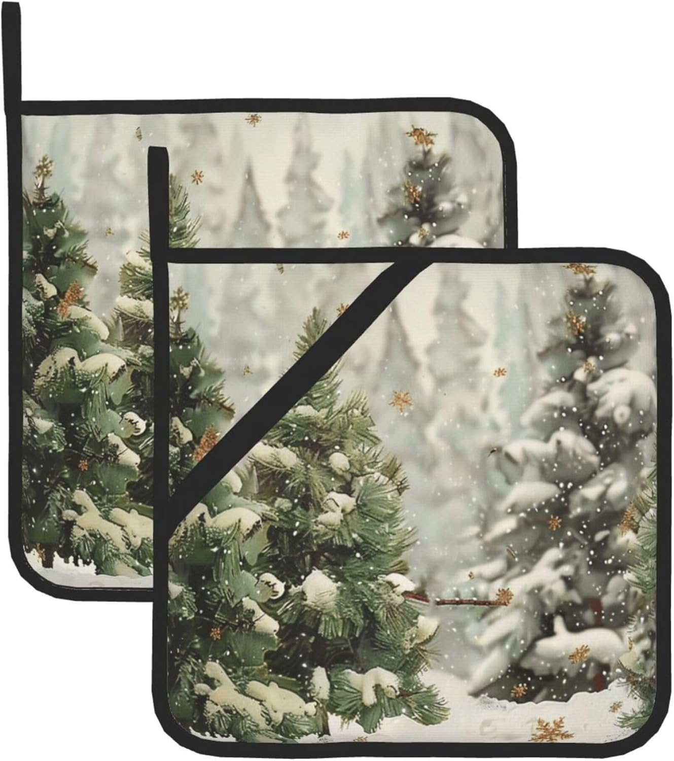 Winter Christmas Tree Pot Holder Set of 2