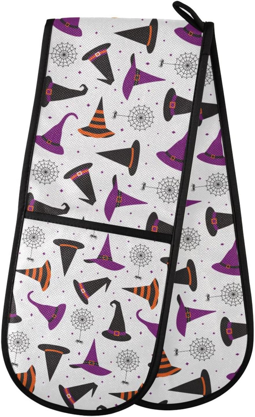 Double Oven Mitts Halloween Witch Hats Heat Resistant Oven Glove