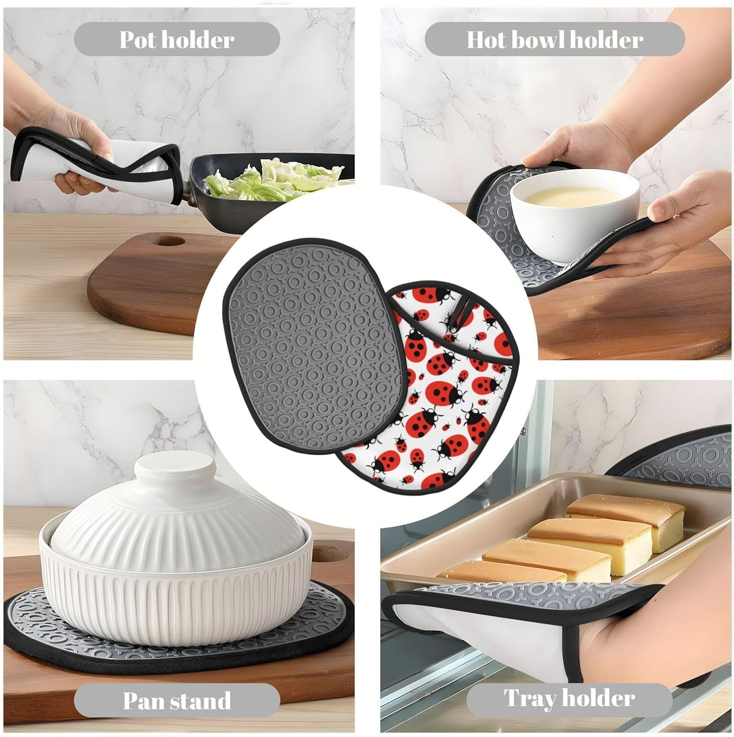 Wont-Ignore Spring silicone oven mitt set for Kitchen